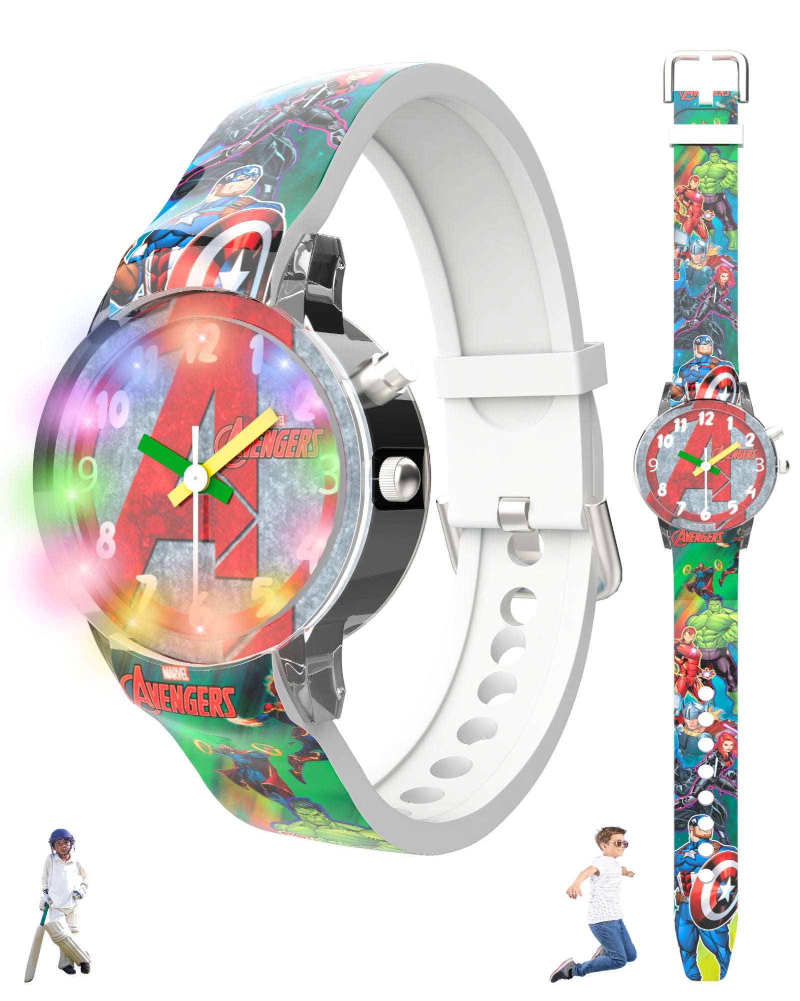 Disney Avengers Analog Kids Watch for Boys and Girls with LED Glowing Light