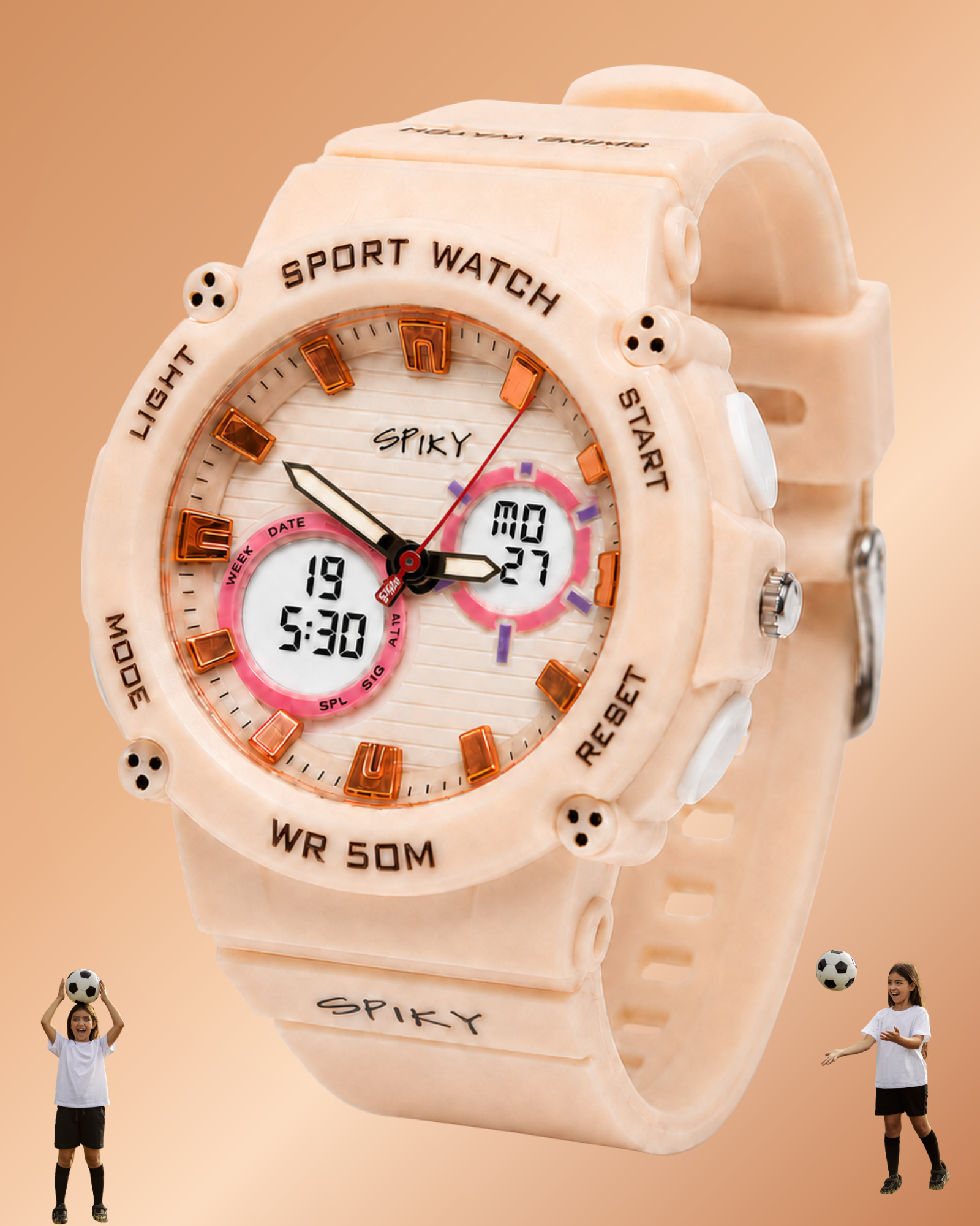 Spiky Analog-Digital Sports Watch for Kids Girls