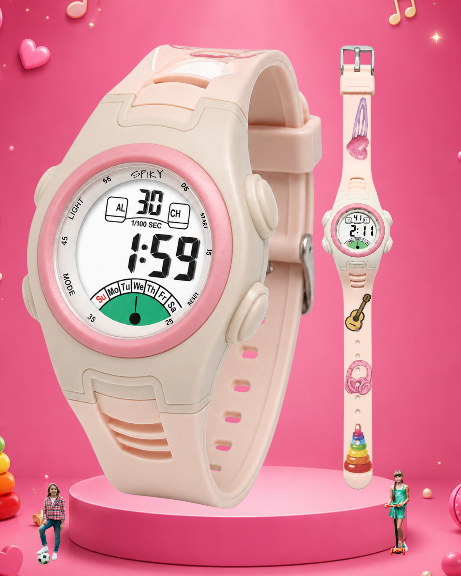 Spiky EVA52 Round Digital Sports Watch for Kids