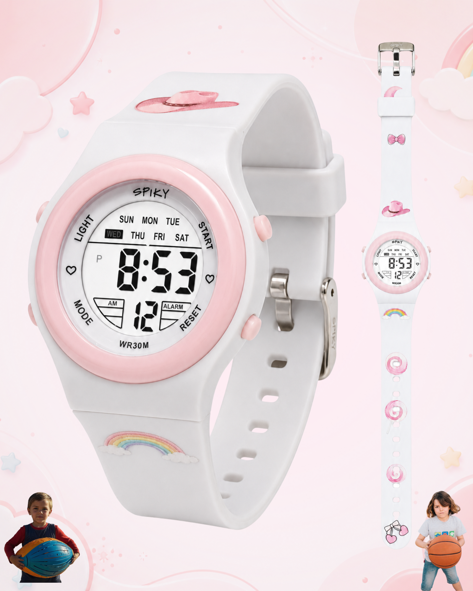 Spiky Round Digital Sports Watch for Kids