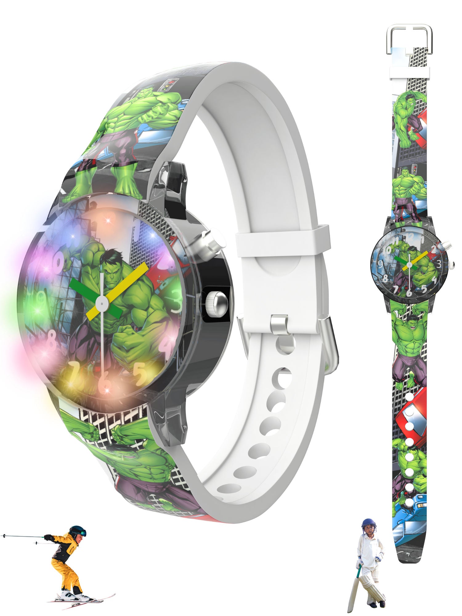 Disney Hulk Kids Analog Watch with LED Light | For Boys & Girls Age 3–10 Years