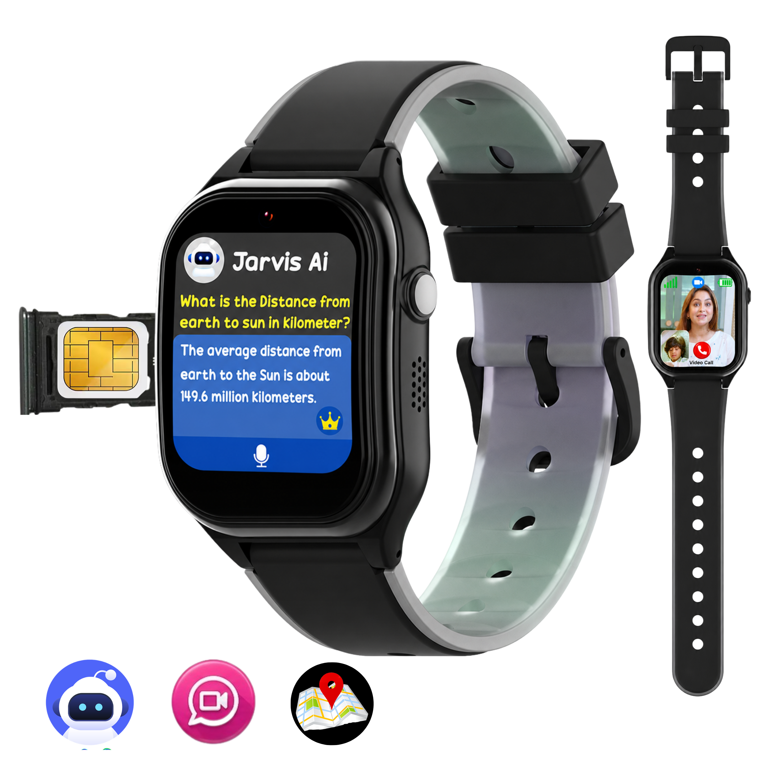 Spiky Smart Ai Video & Voice Calling Smartwatch for Kids