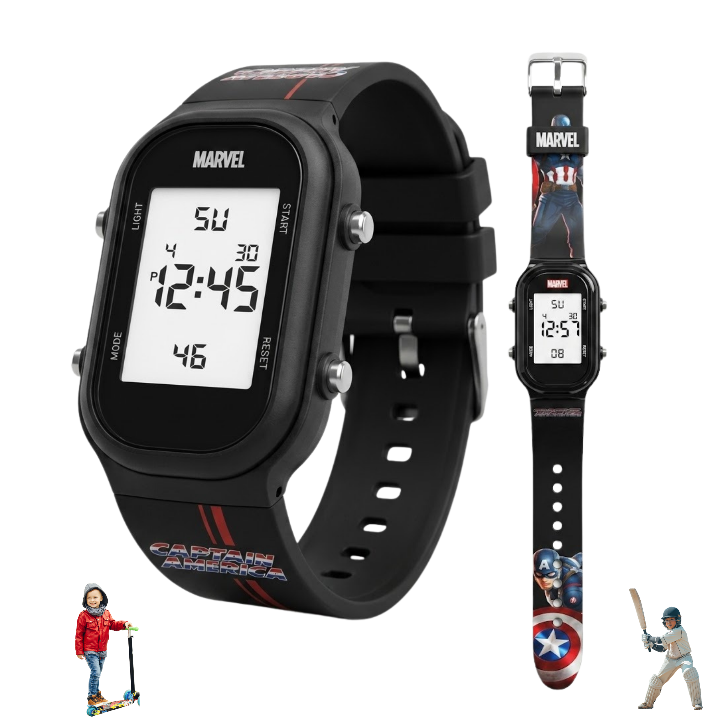 Spiky Captain America theme Digital Kids Watch
