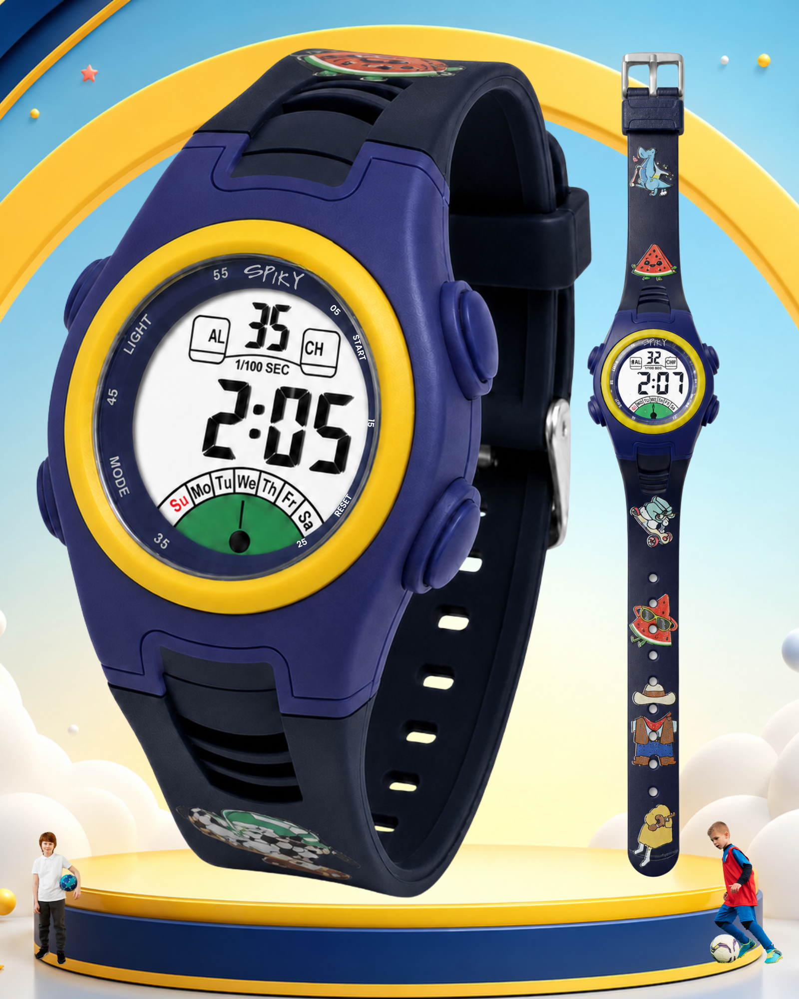 Spiky EVA52 Round Digital Sports Watch for Kids