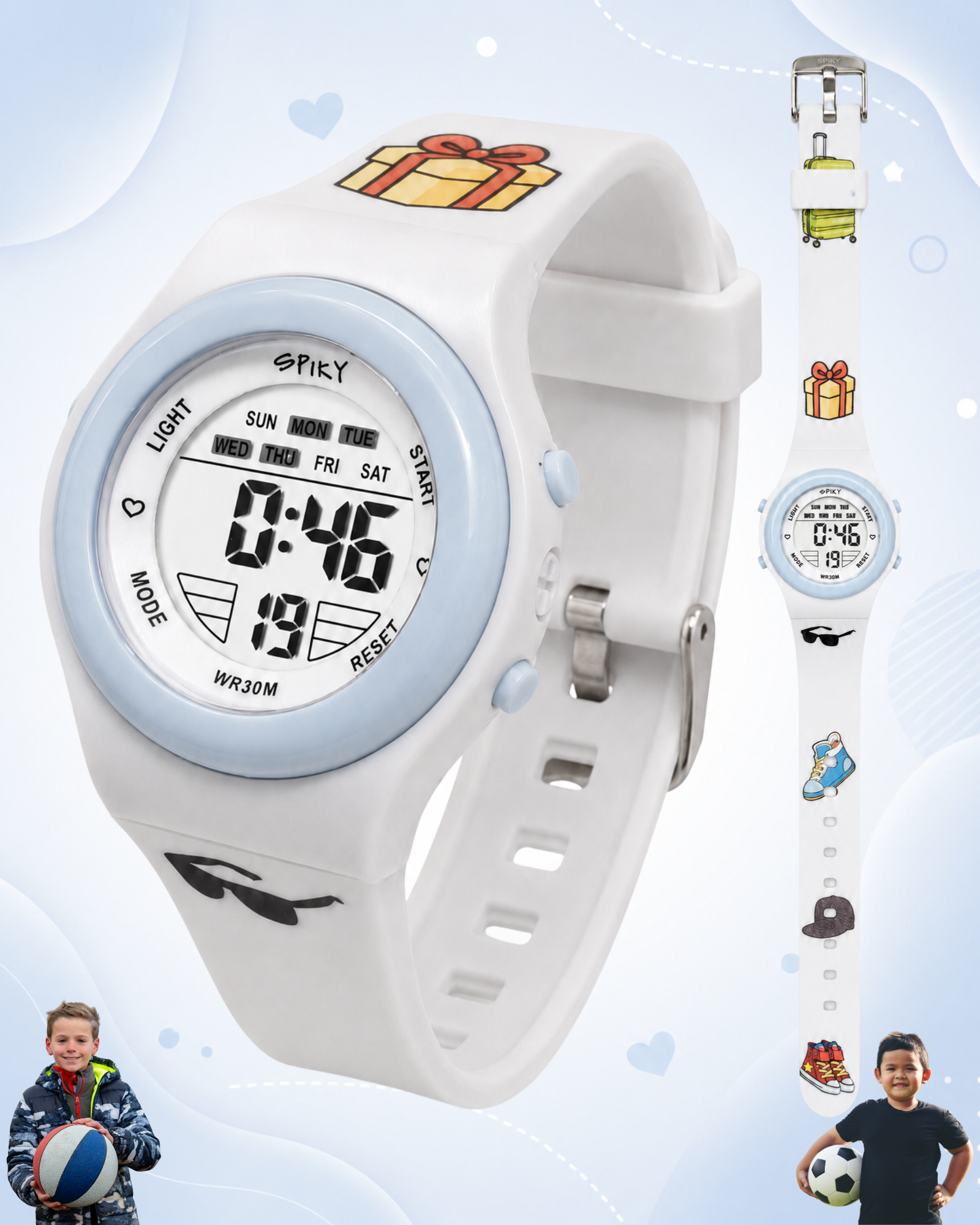 Spiky Round Digital Sports Watch for Kids