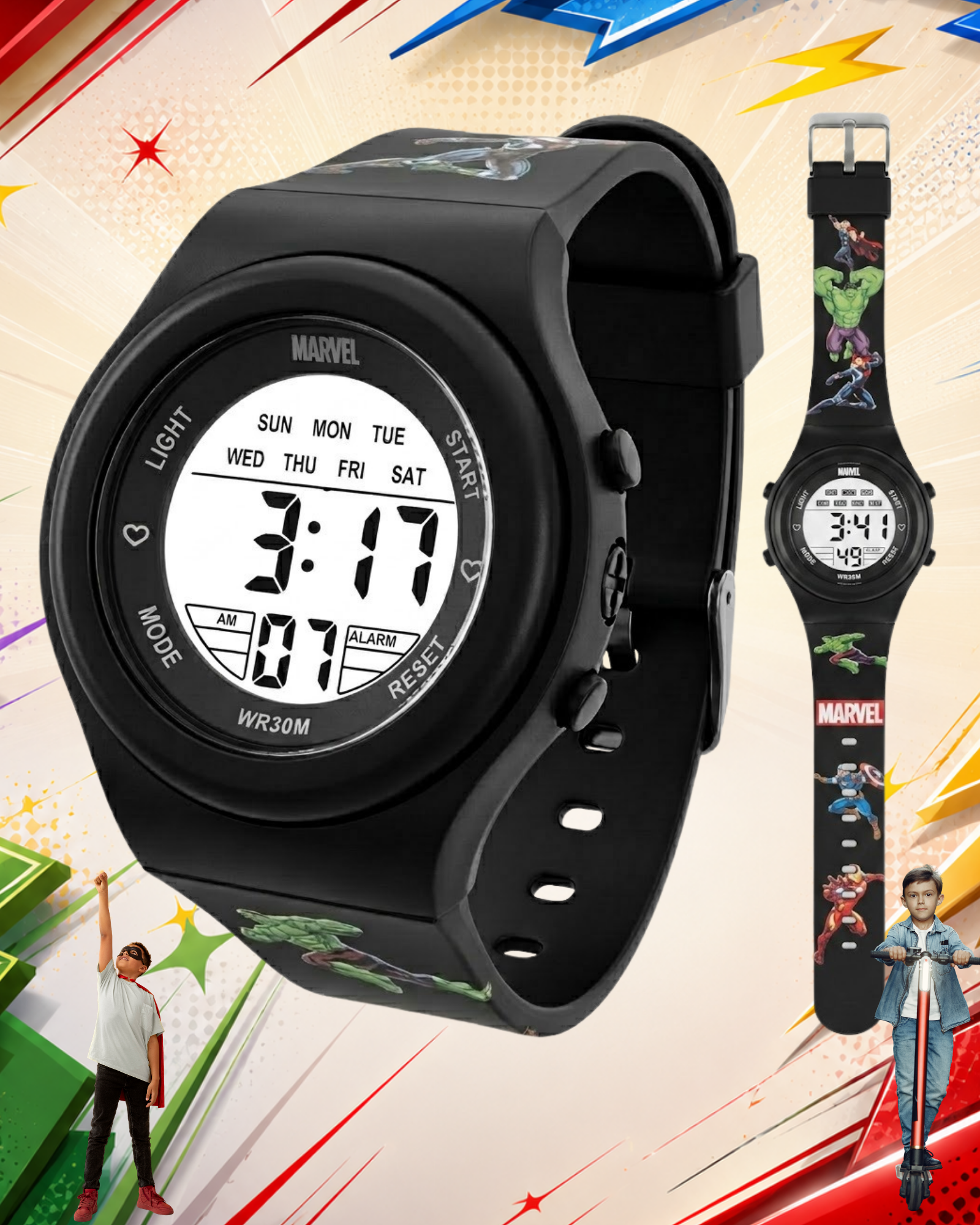 Spiky Avengers theme Digital Kids Watch