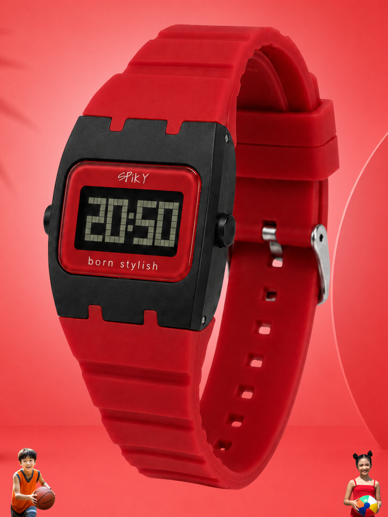 Spiky Rectangle Digital Sports Watch for Kids