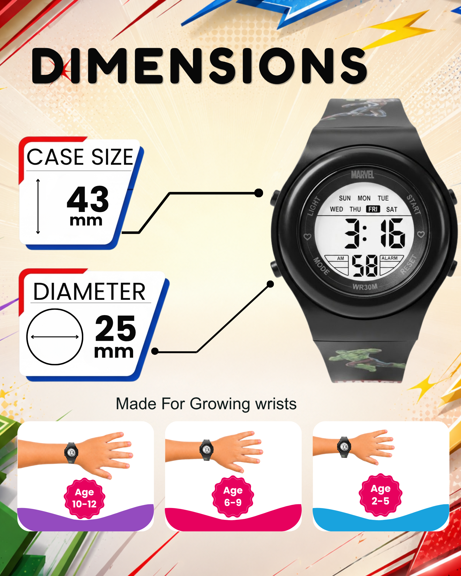 Spiky Avengers theme Digital Kids Watch