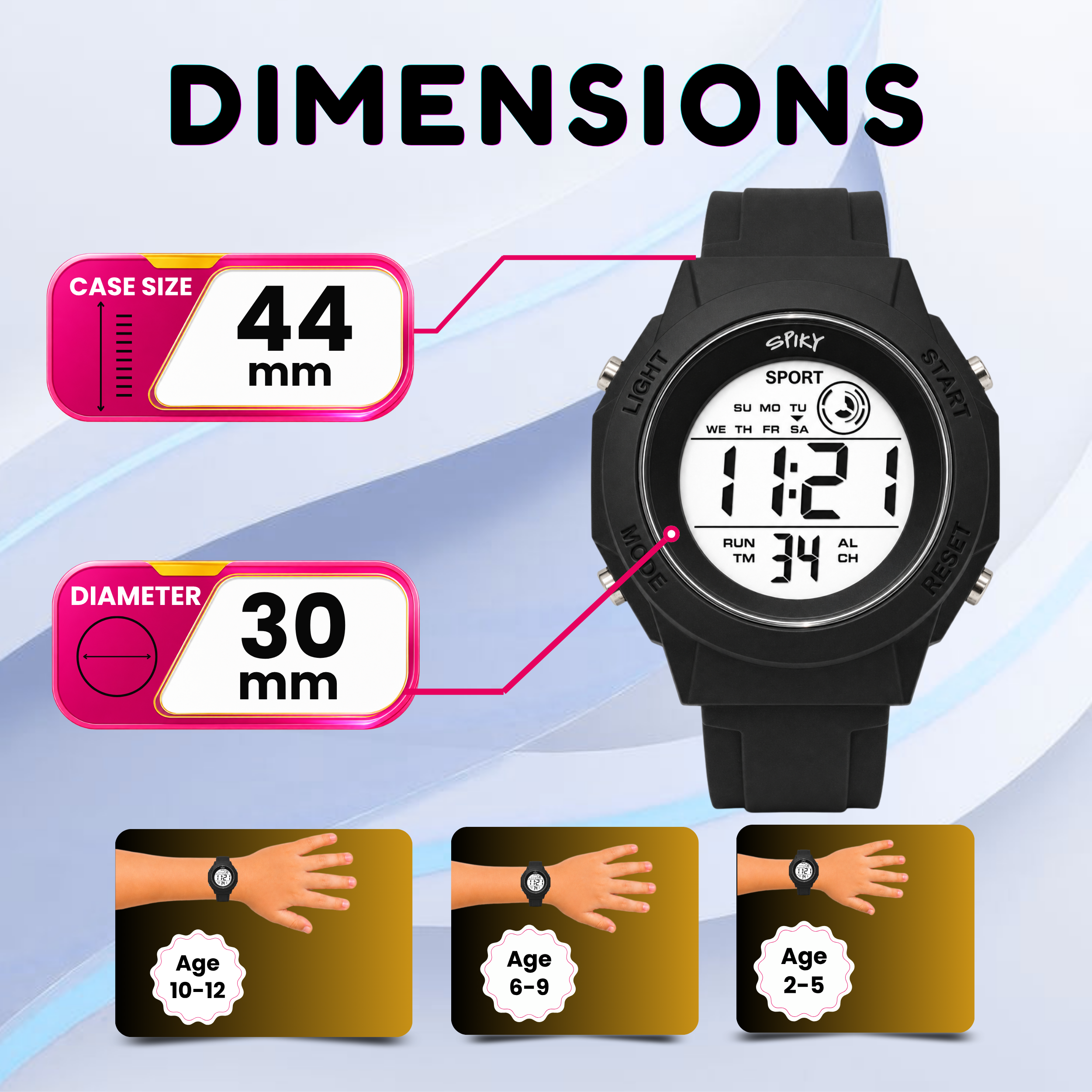 Spiky Square Digital Sports Watch for Kids Boys & Girls