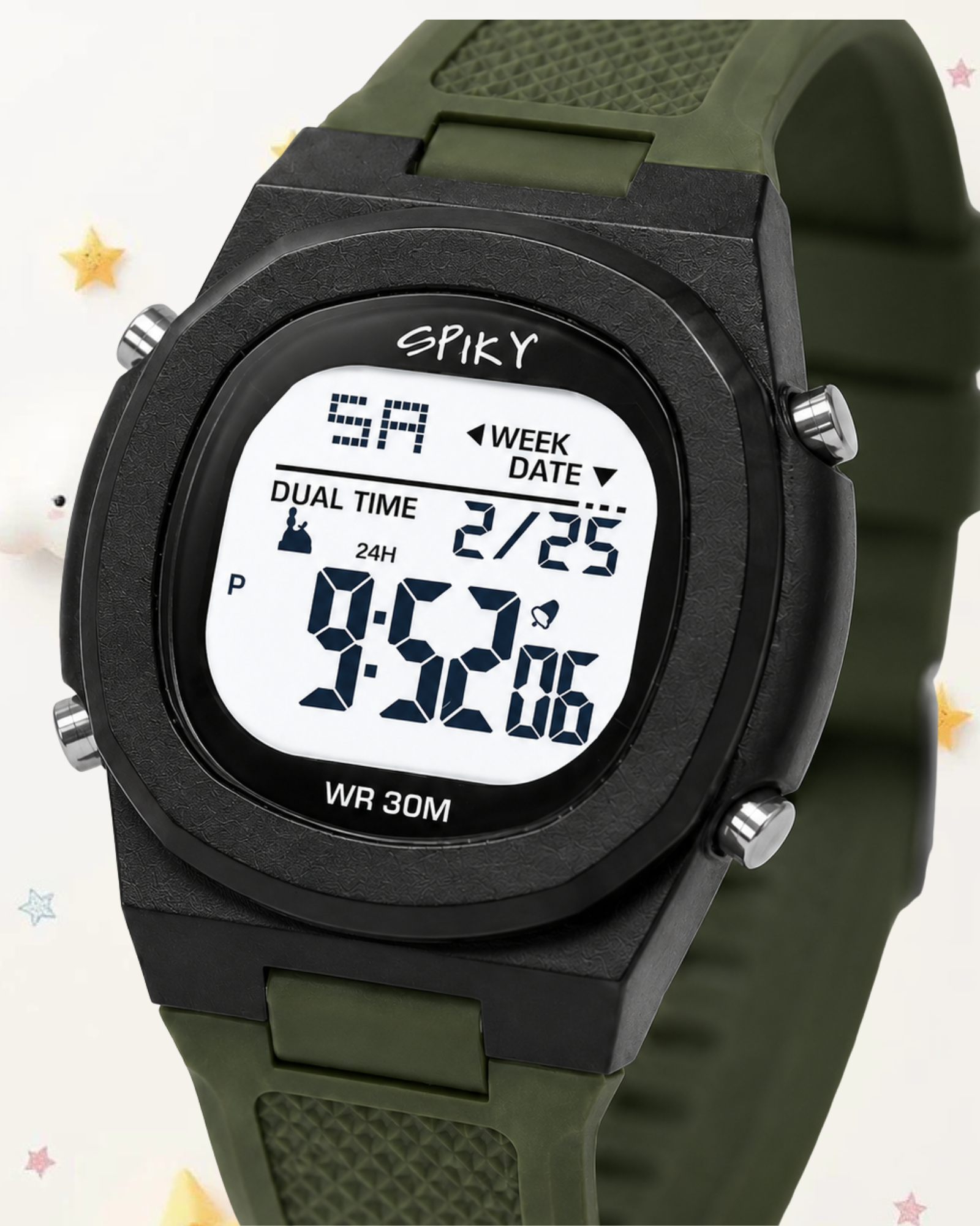 Spiky EVA65 Round Digital Sports Watch for Kids