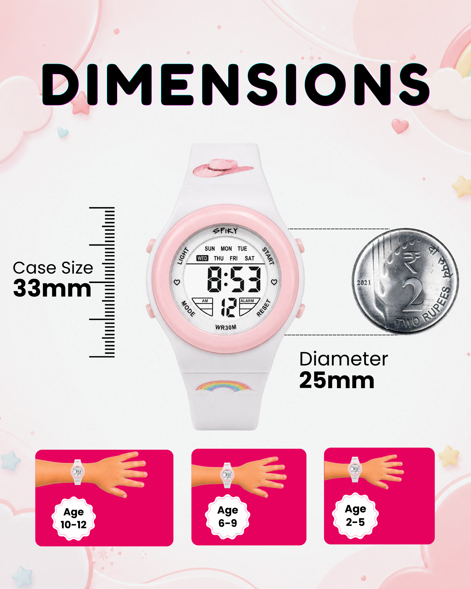 Spiky Round Digital Sports Watch for Kids