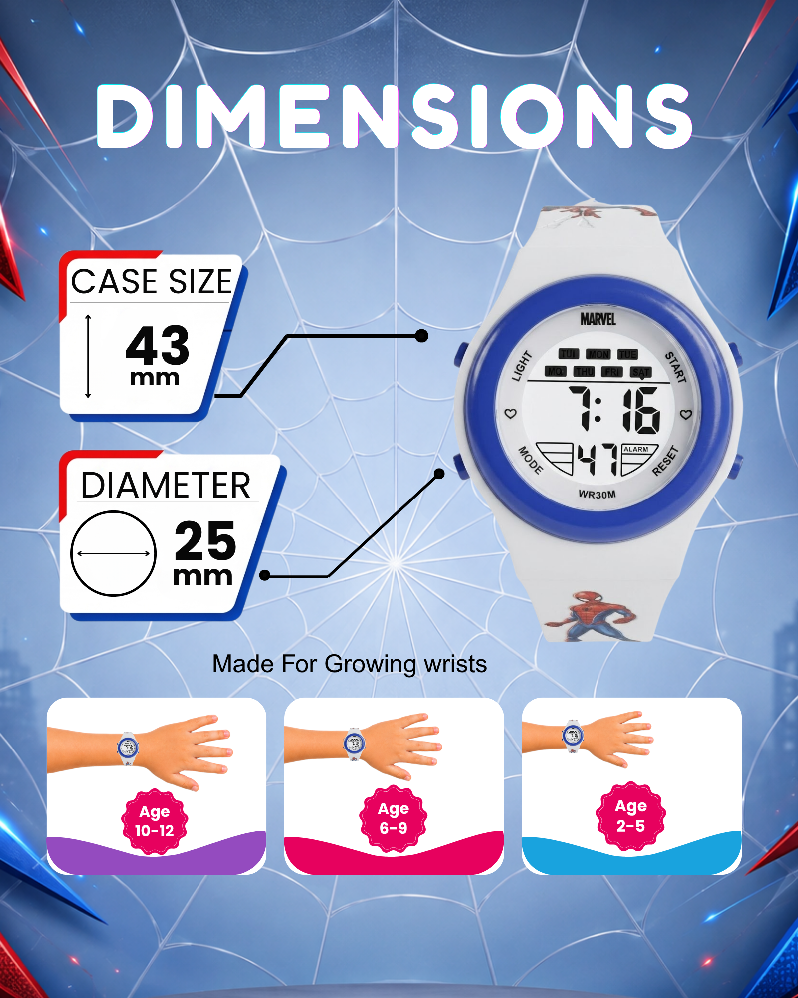 Spiky Spider Man theme Digital Kids Watch