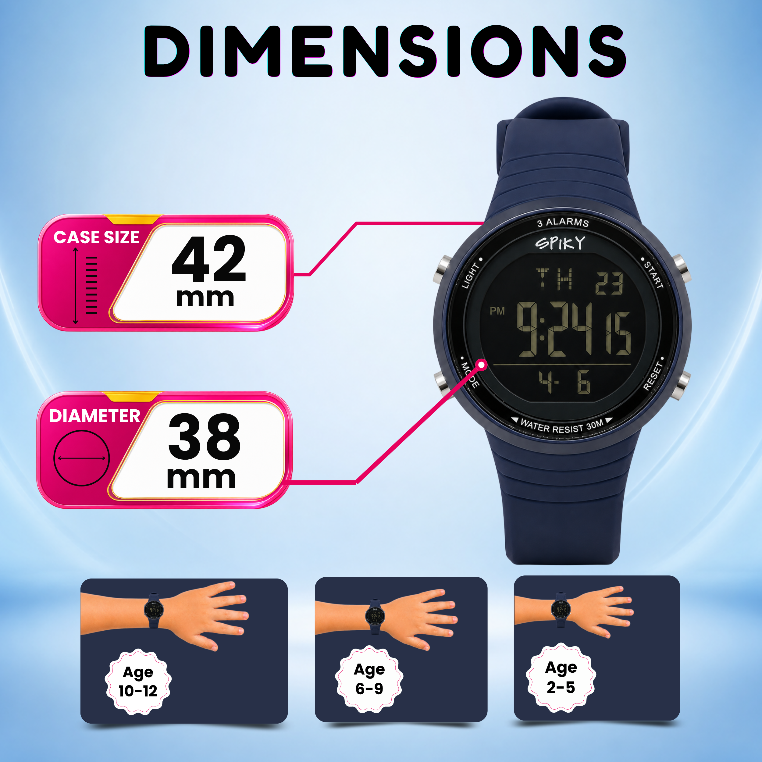 Spiky Square Digital Sports Watch for Kids Boys