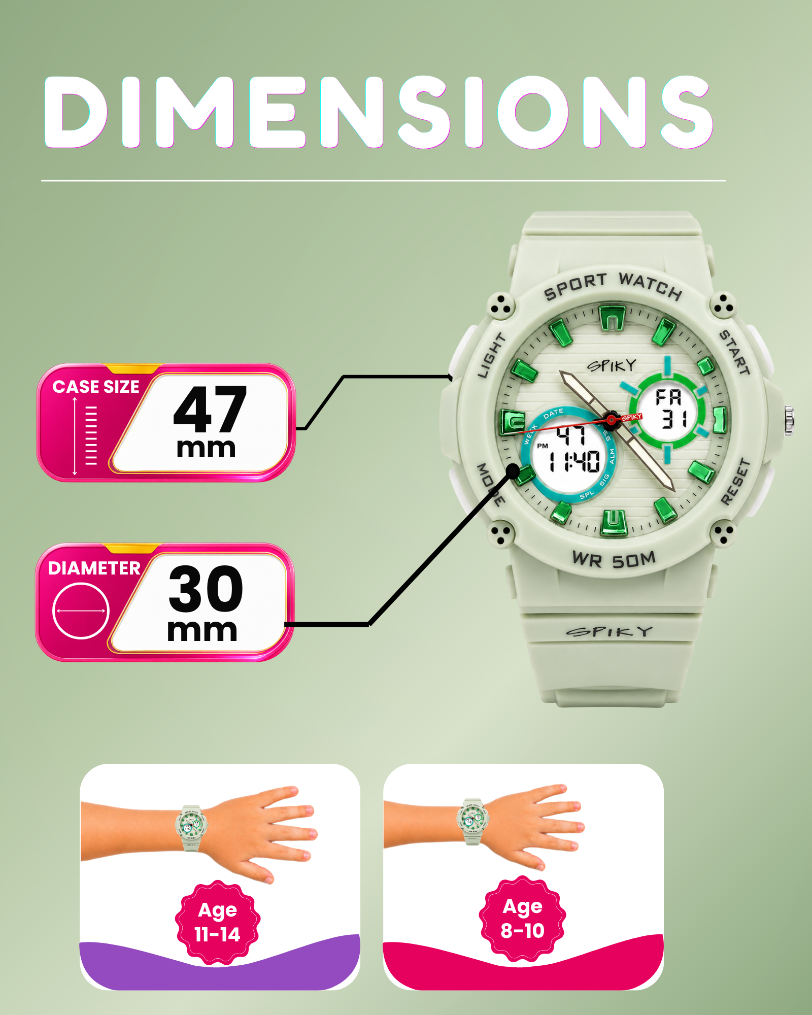Spiky Analog-Digital Sports Watch for Kids Boys and Girls