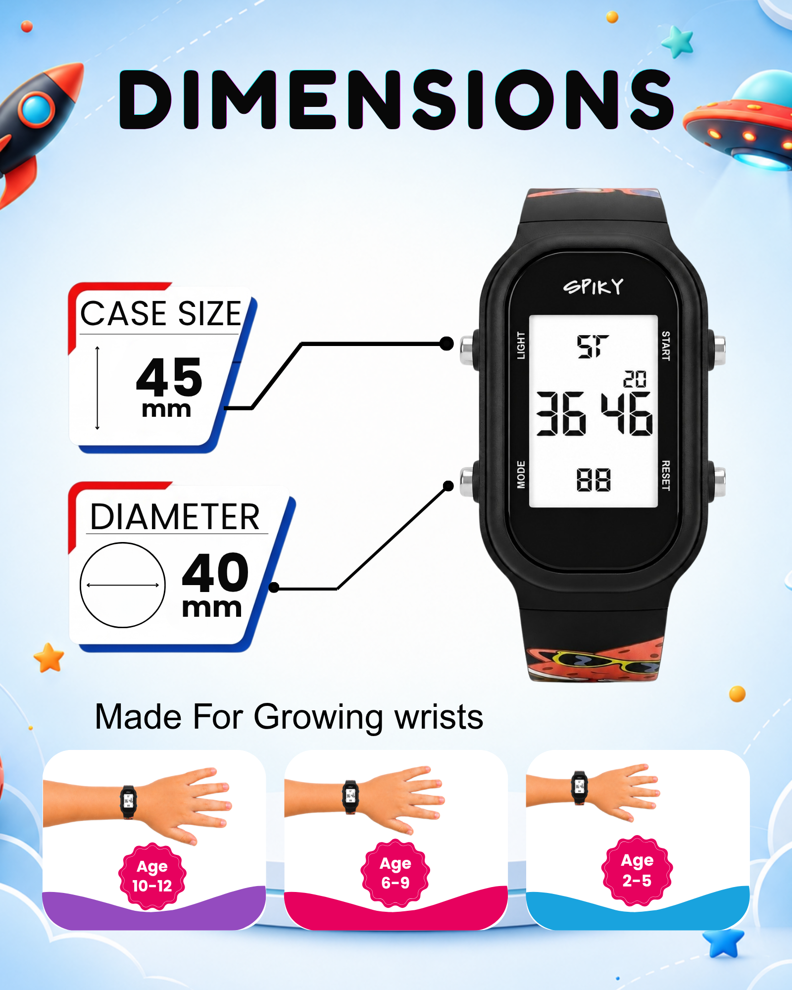 Spiky Kids Digital Watch for Boys and Girls