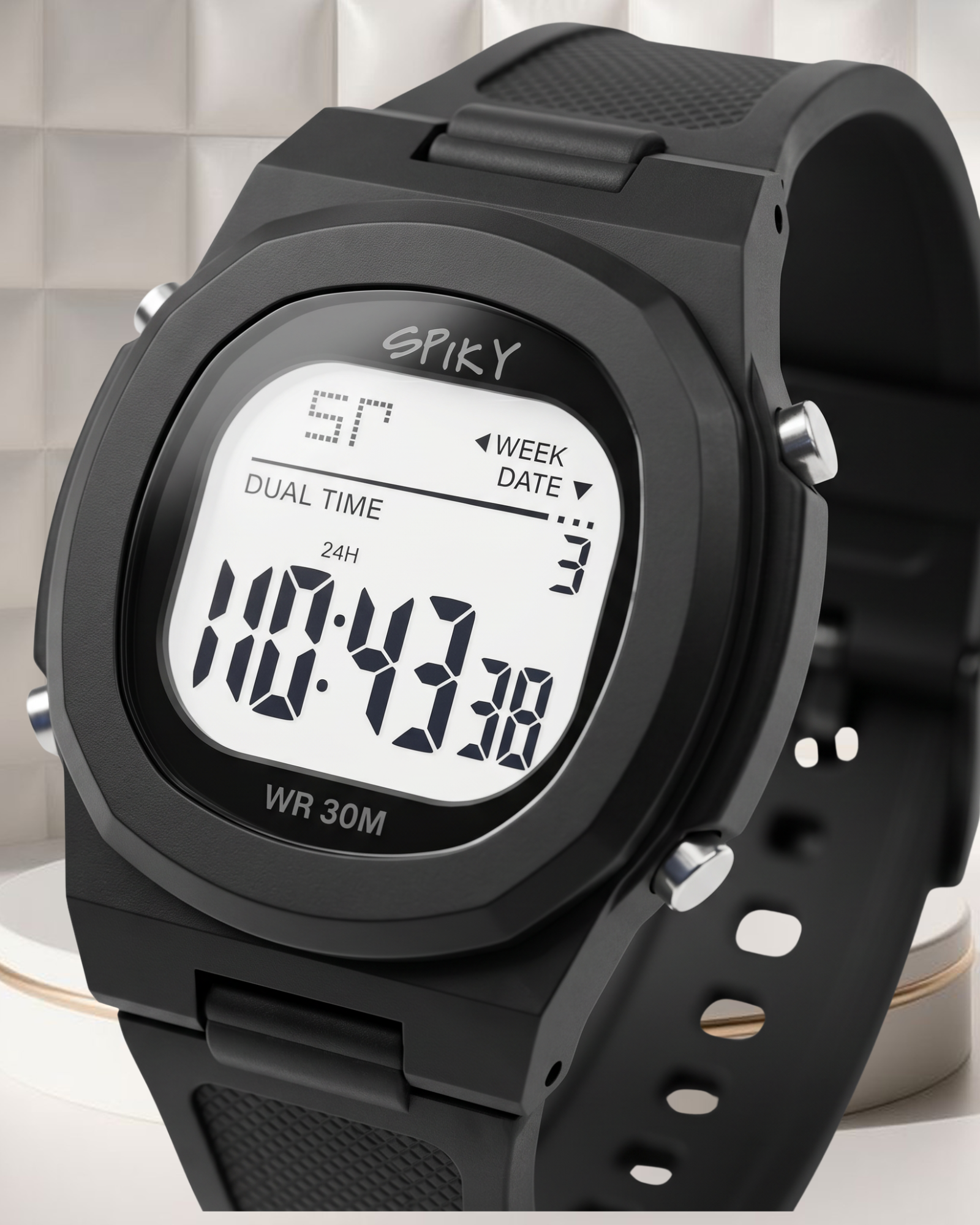 Spiky EVA65 Round Digital Sports Watch for Kids