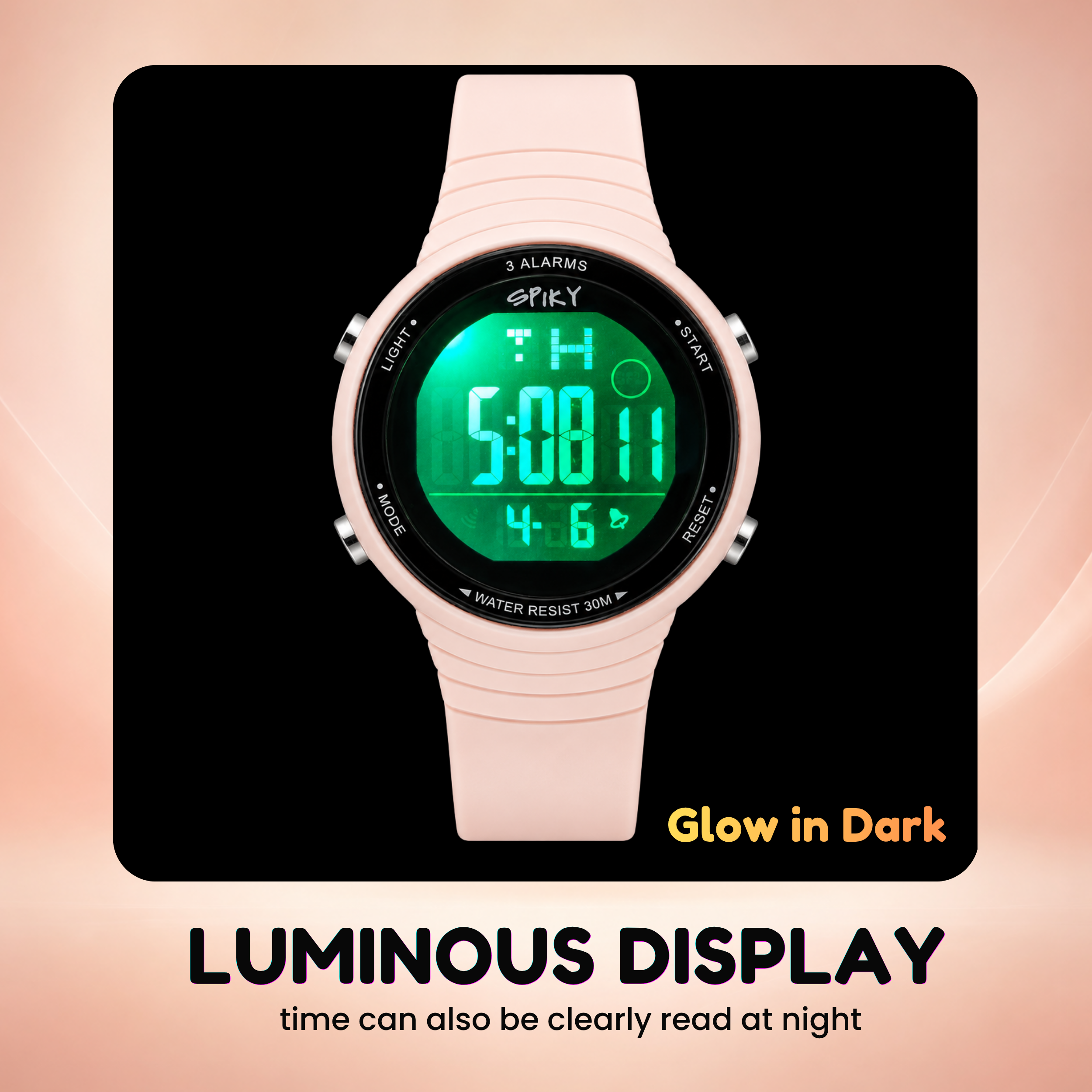 Spiky Square Digital Sports Watch for Kids Girls