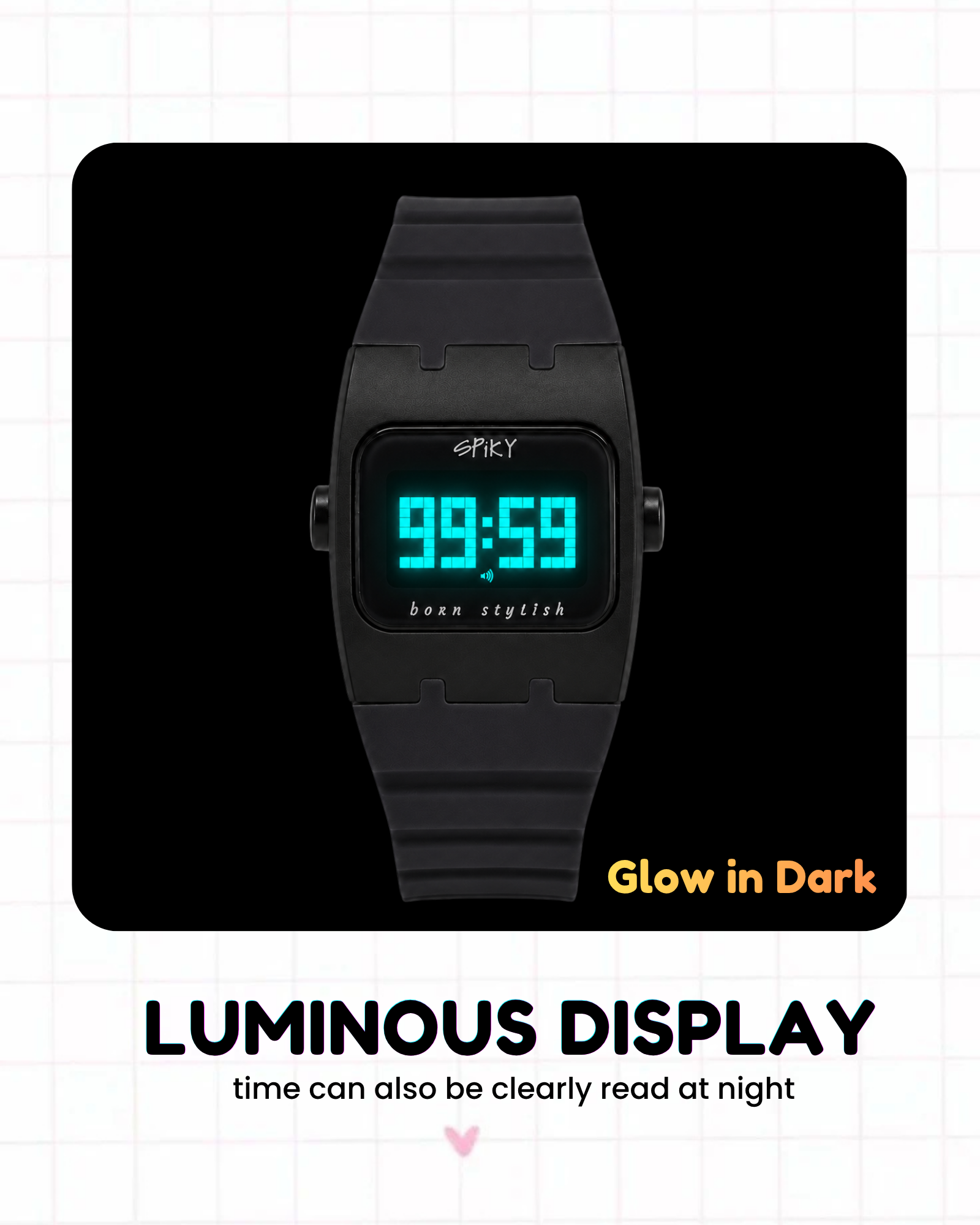 Spiky Rectangle Digital Sports Watch for Kids