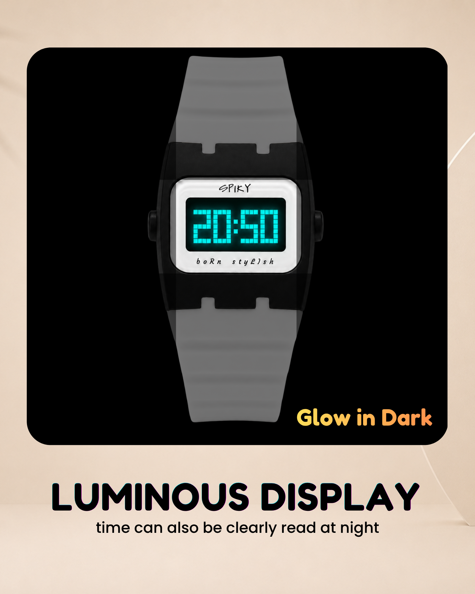 Spiky Rectangle Digital Sports Watch for Kids