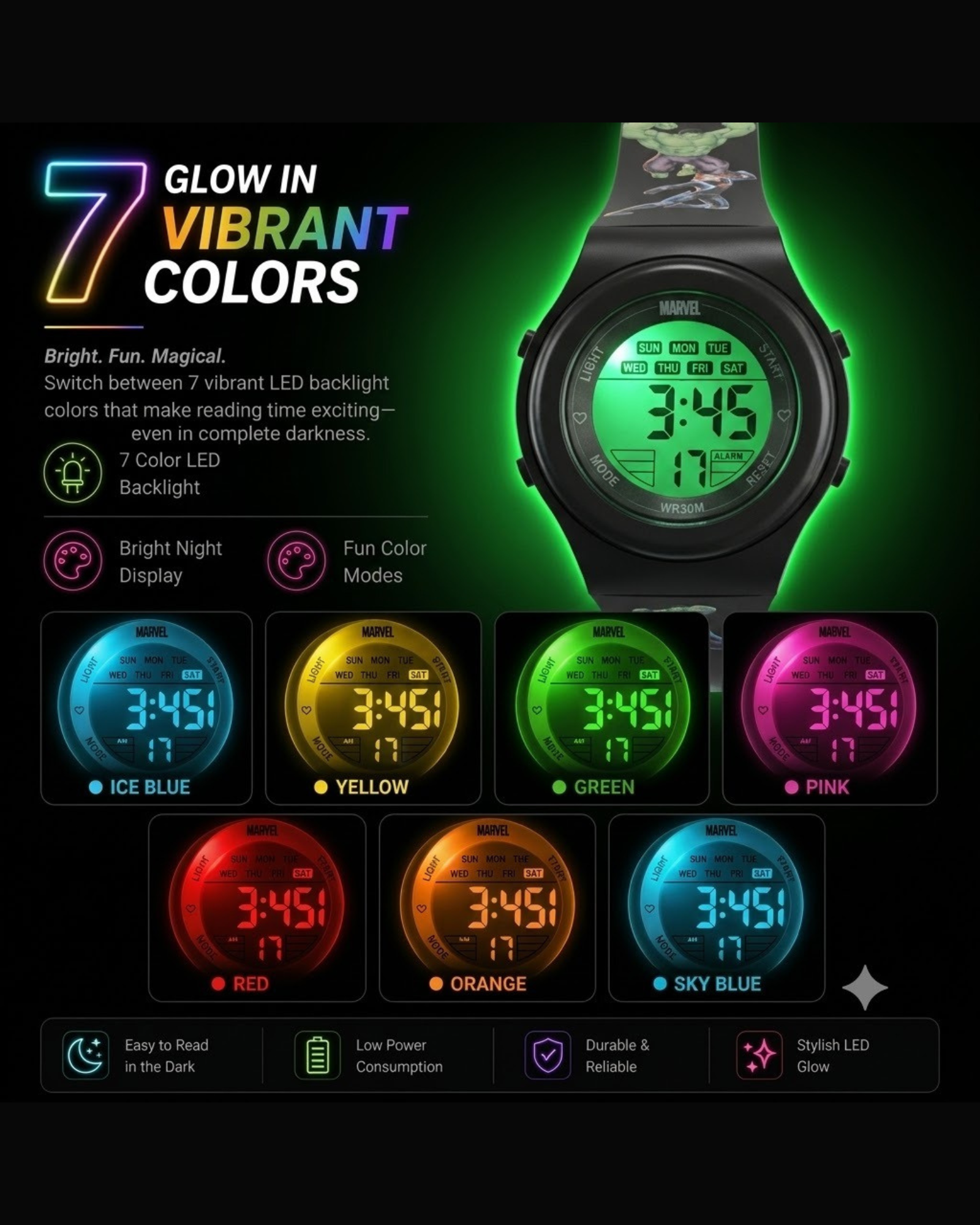 Spiky Avengers theme Digital Kids Watch