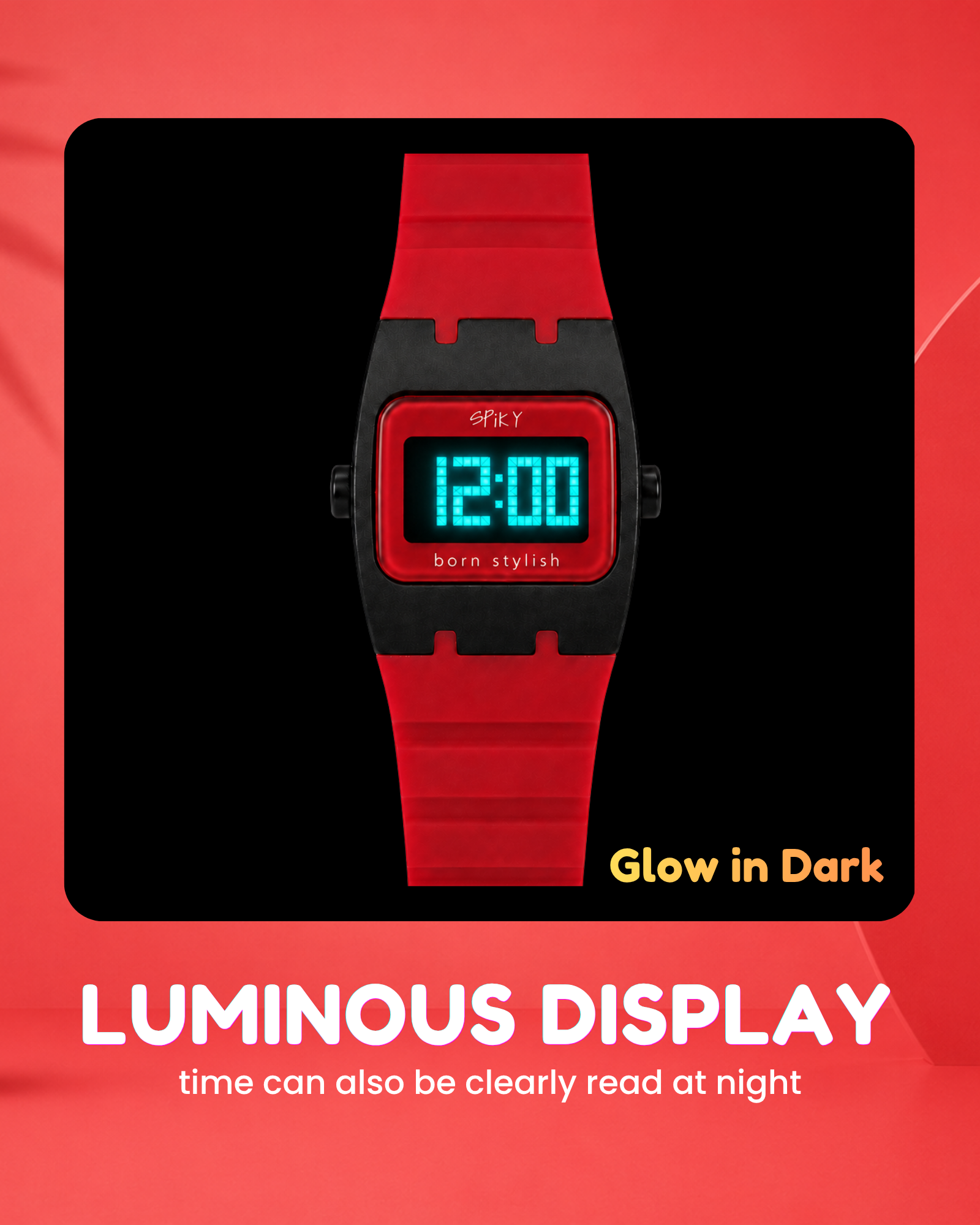 Spiky Rectangle Digital Sports Watch for Kids