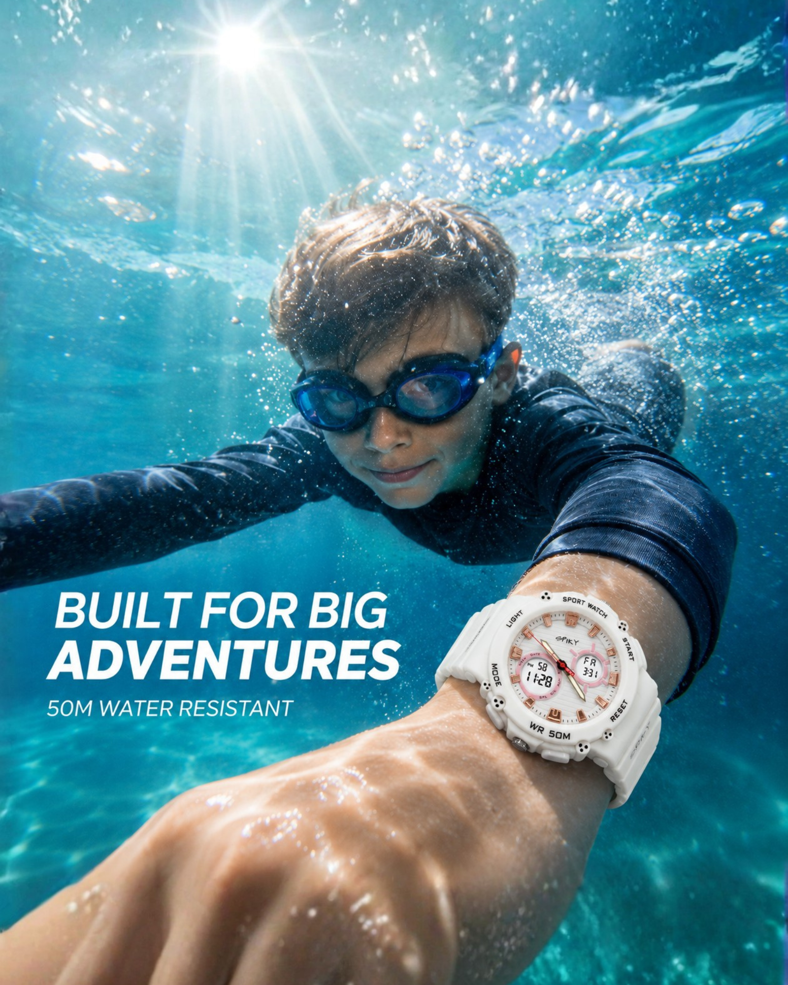 Spiky Analog-Digital Sports Watch for Kids Boys and Girls