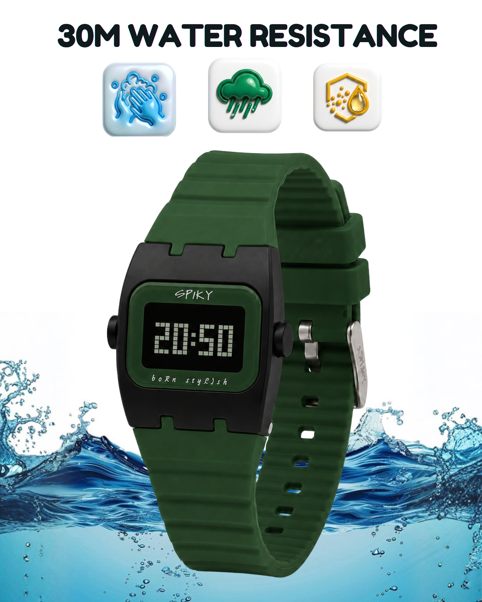 Spiky Rectangle Digital Sports Watch for Kids