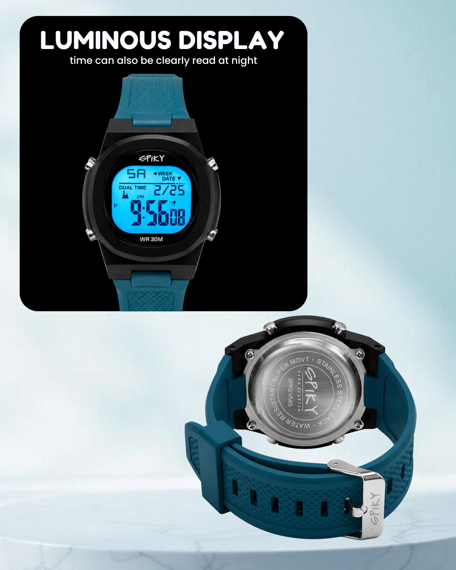 Spiky EVA65 Round Digital Sports Watch for Kids