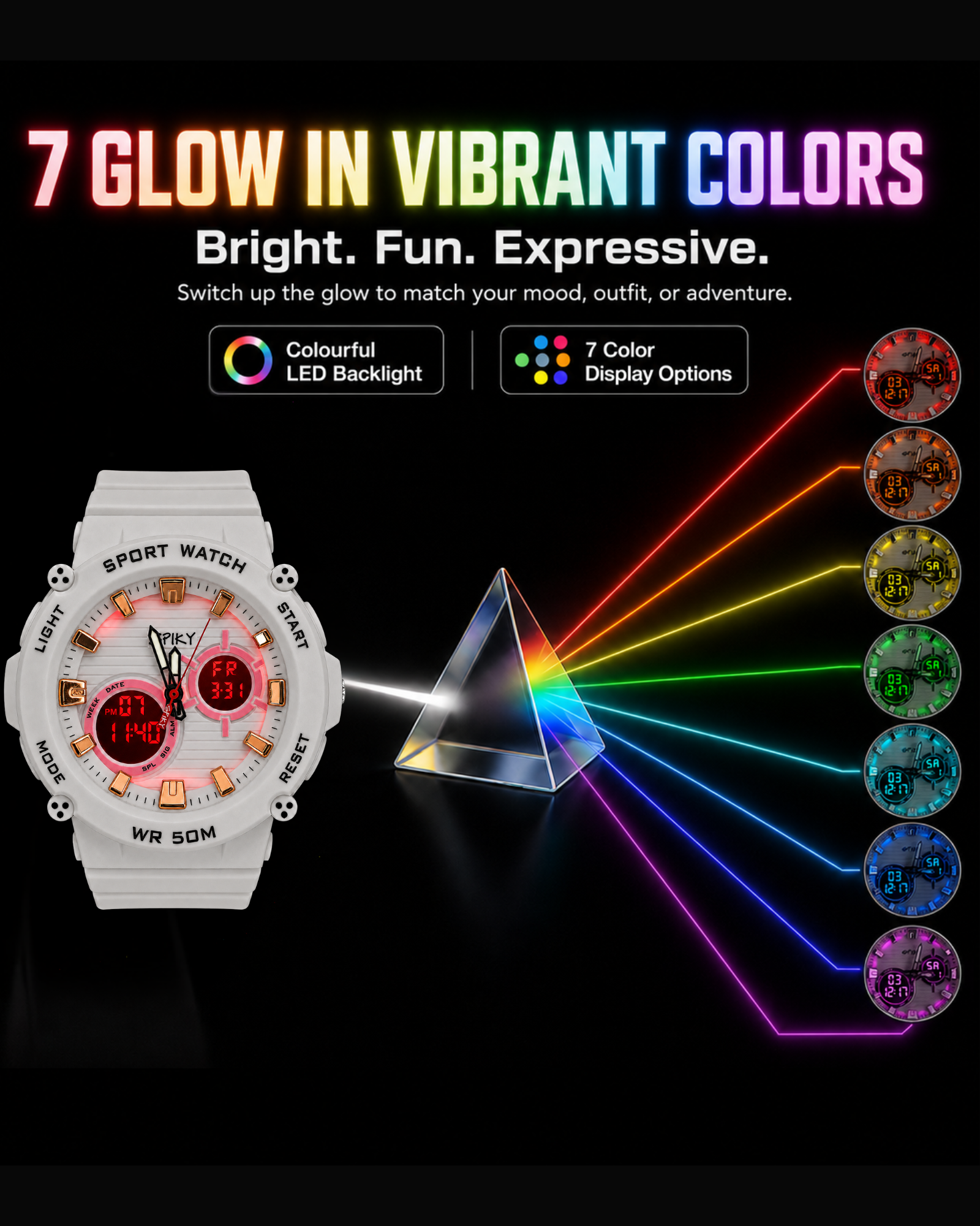 Spiky Analog-Digital Sports Watch for Kids Boys and Girls