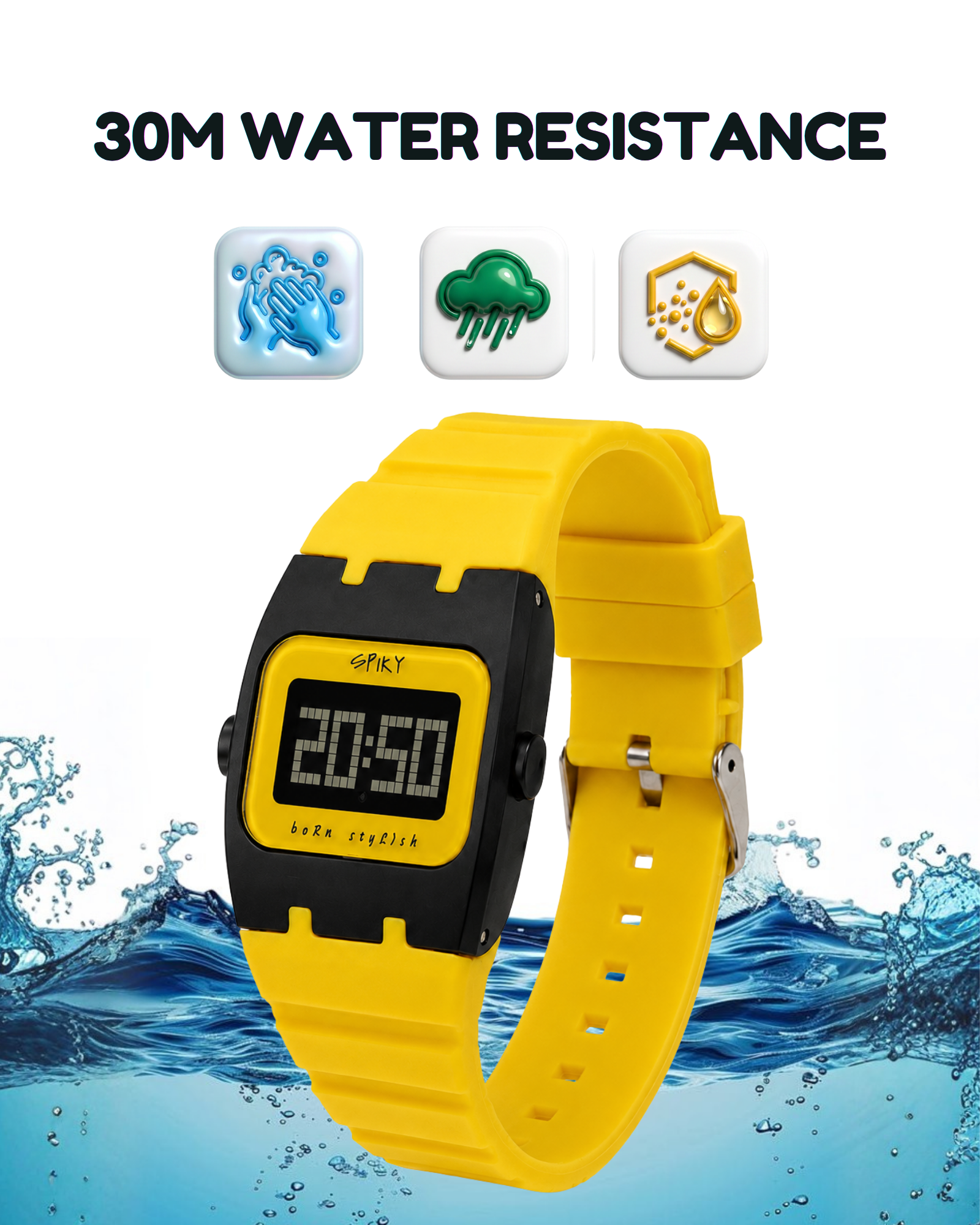 Spiky Rectangle Digital Sports Watch for Kids