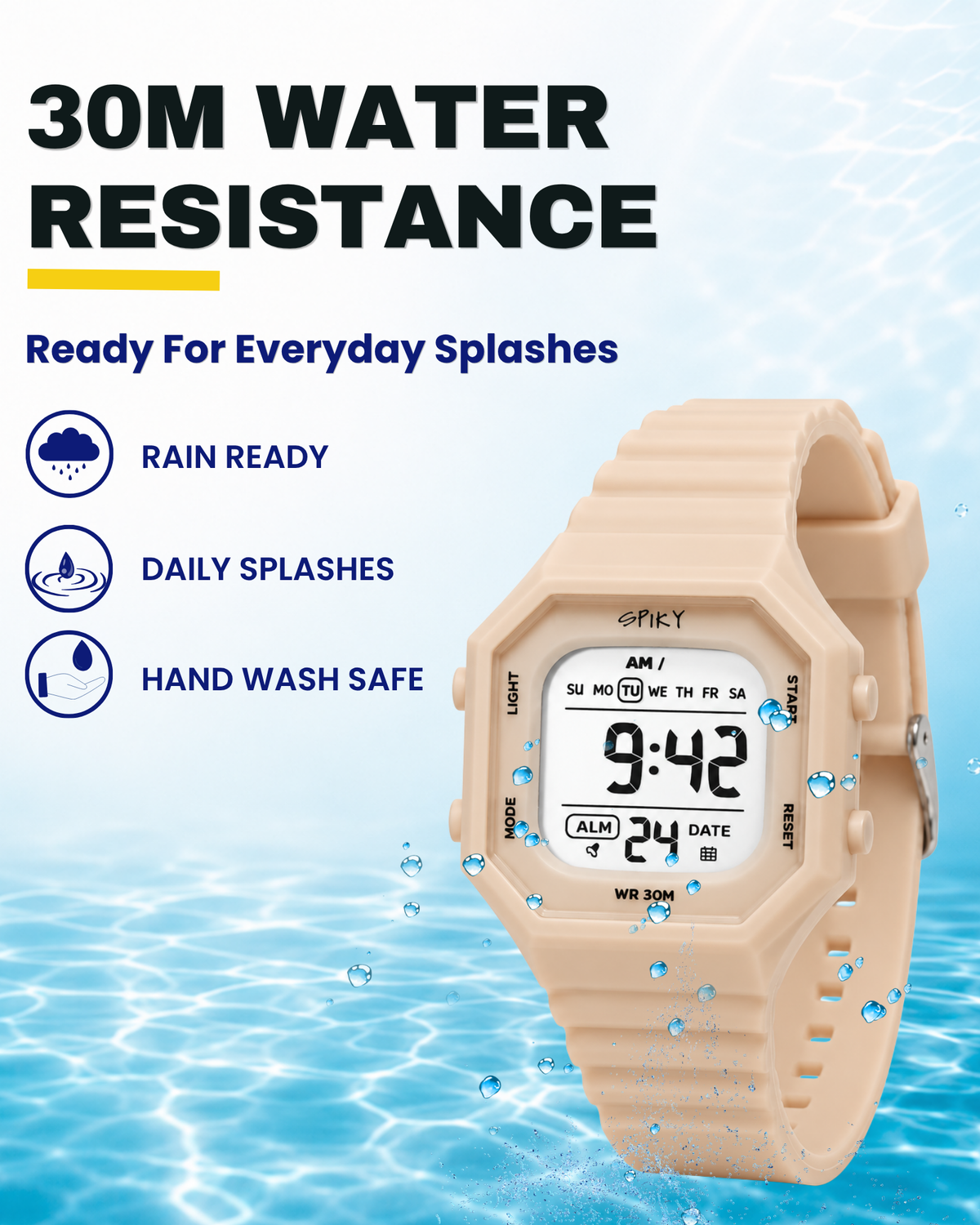 Spiky Square Digital Kids Watch for Girls