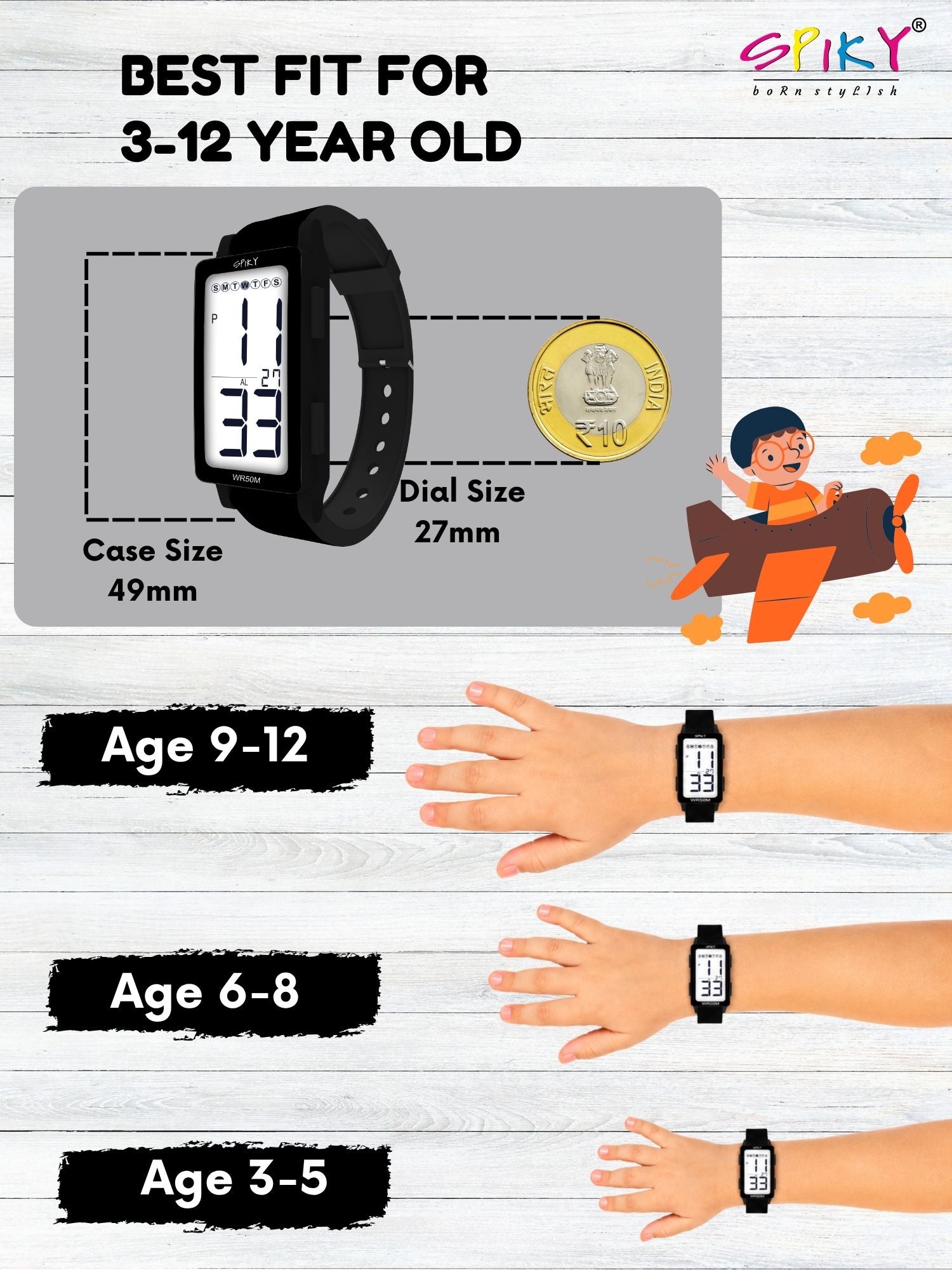 Spiky Multi-functional Digital Sports Watch for Kids EVA44
