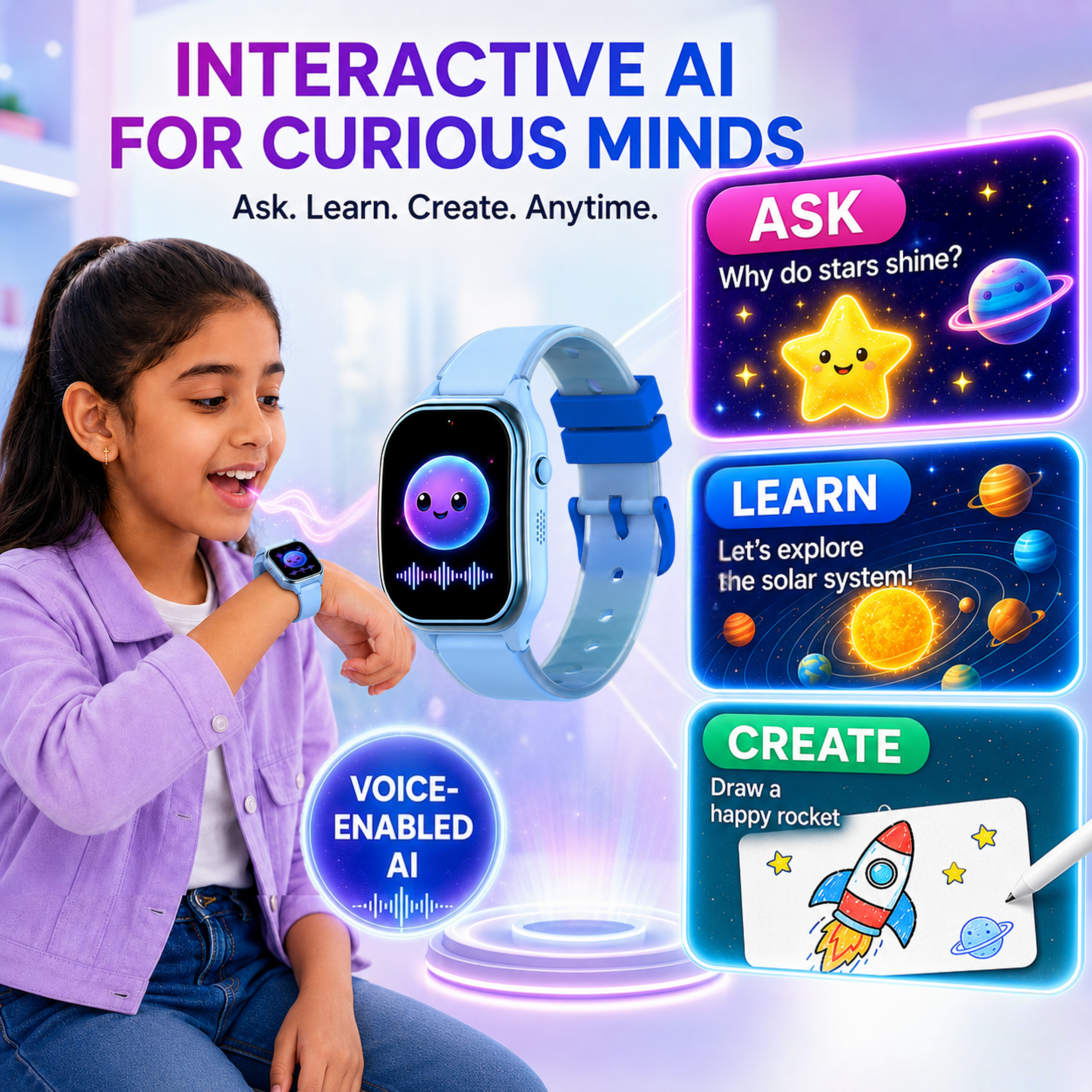 Spiky Smart Ai Video & Voice Calling Smartwatch for Kids