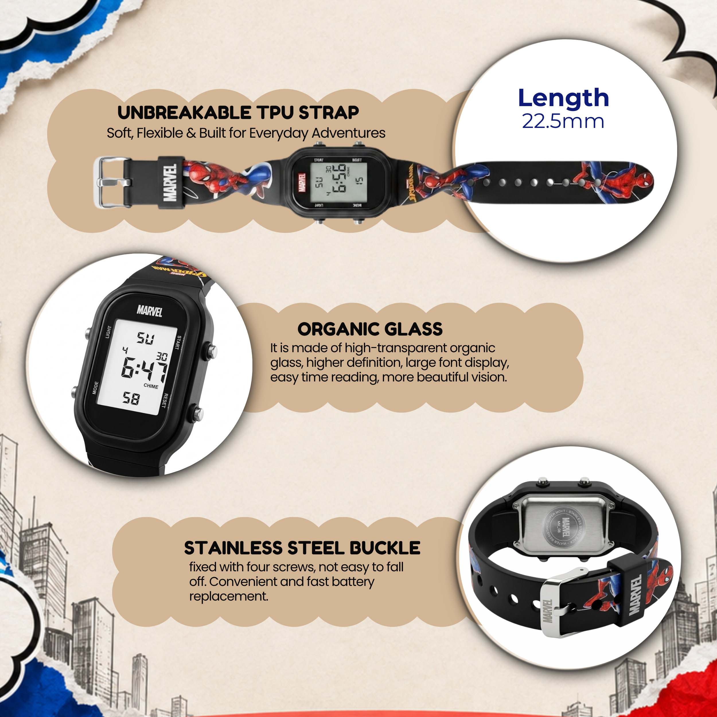 Spiky Spiderman theme Digital Kids Watch