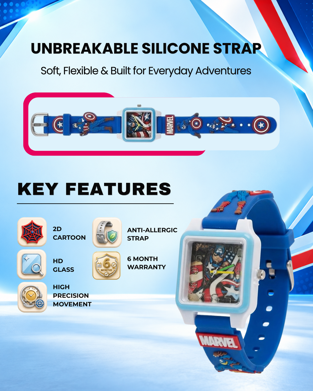 Disney Square Digital Watch for Kids Boys and Girls | Best Gift for Kids