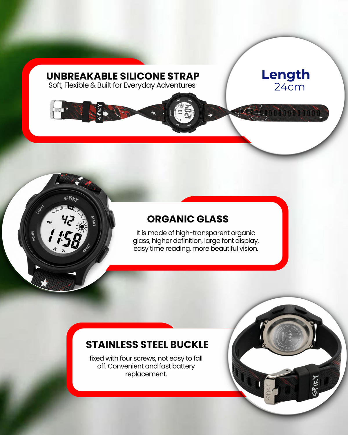 Spiky Round Kids Digital Watch for Girls and Boys