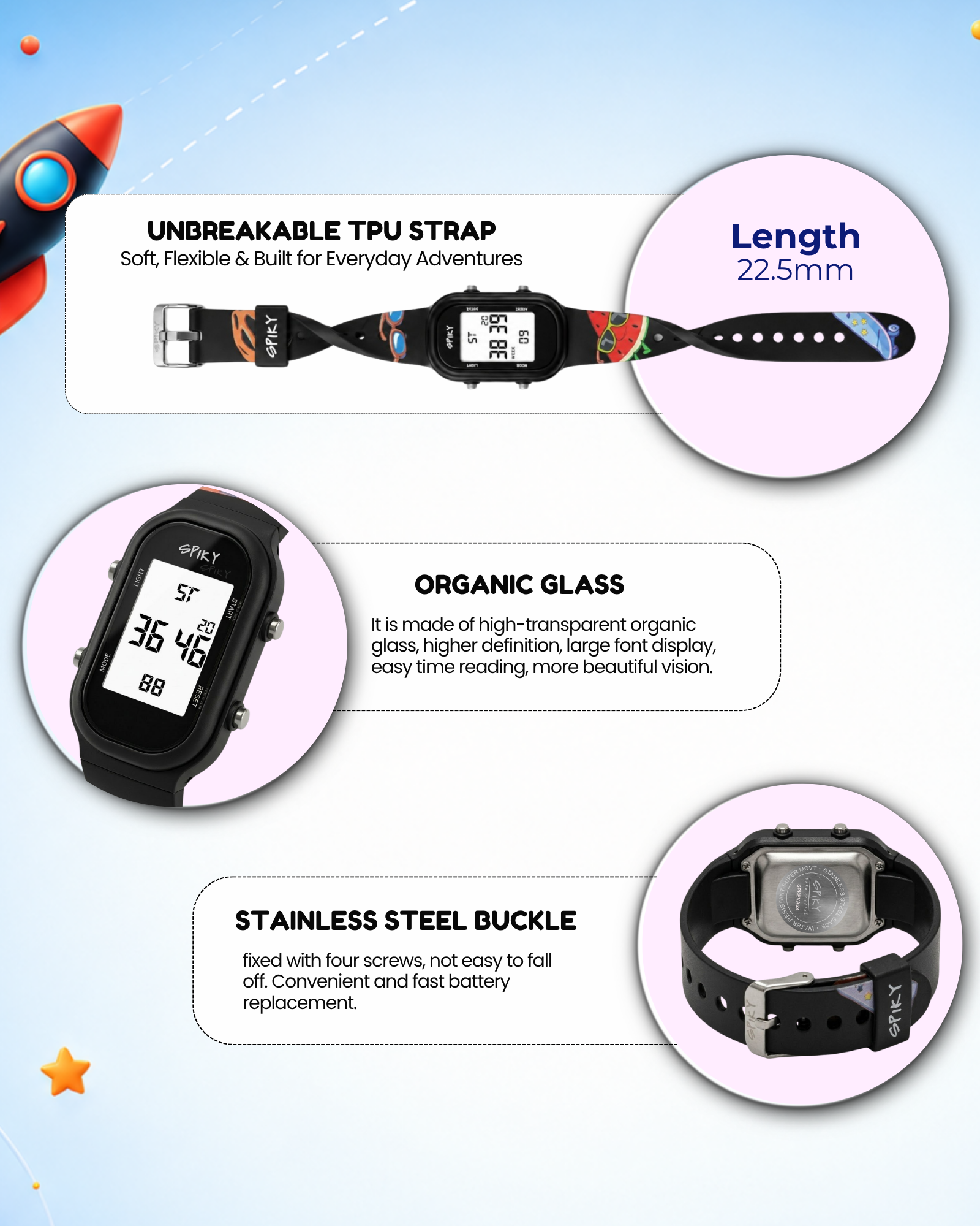 Spiky Kids Digital Watch for Boys and Girls