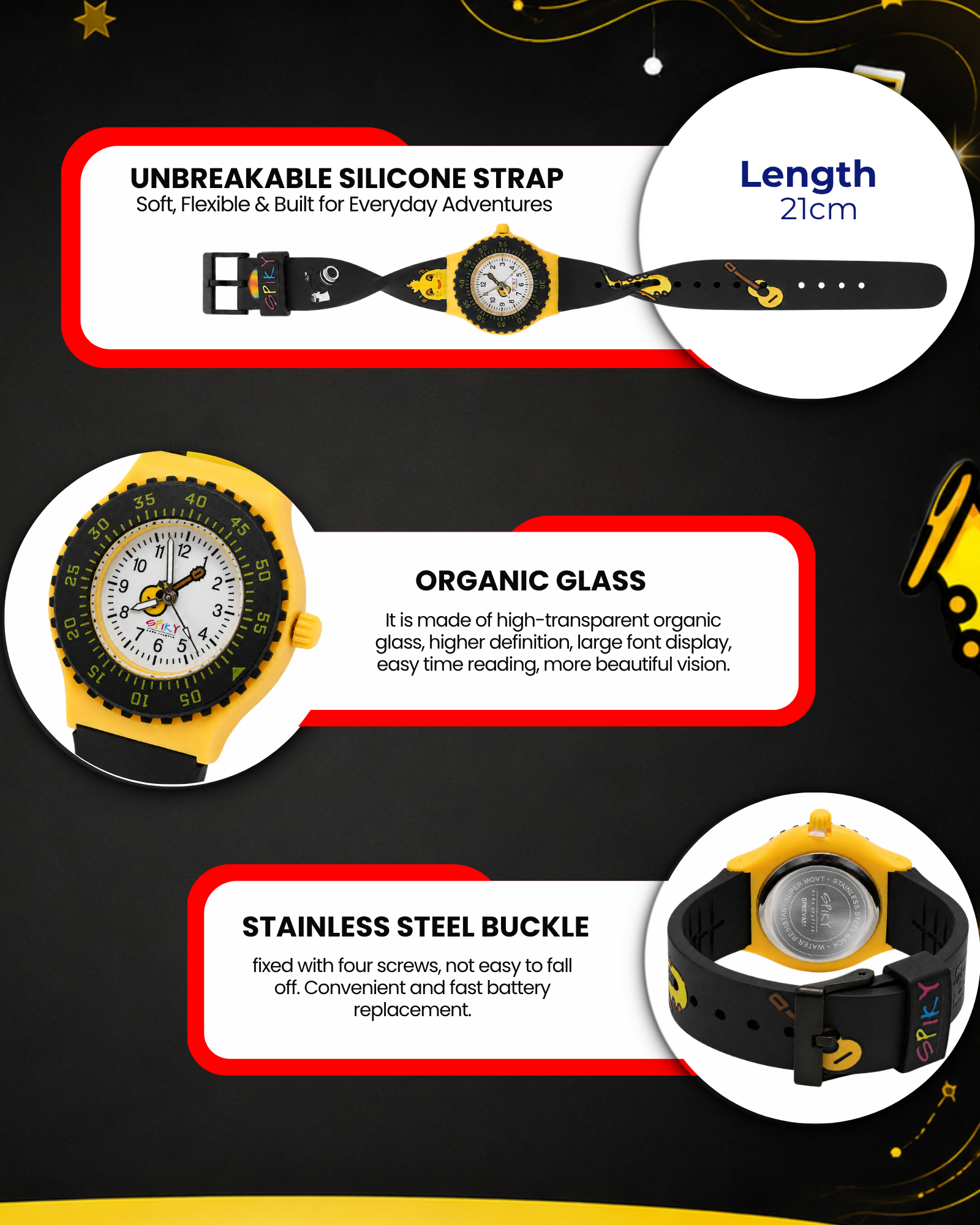 SPIKY Analog Kids Watch for Girls and Boys