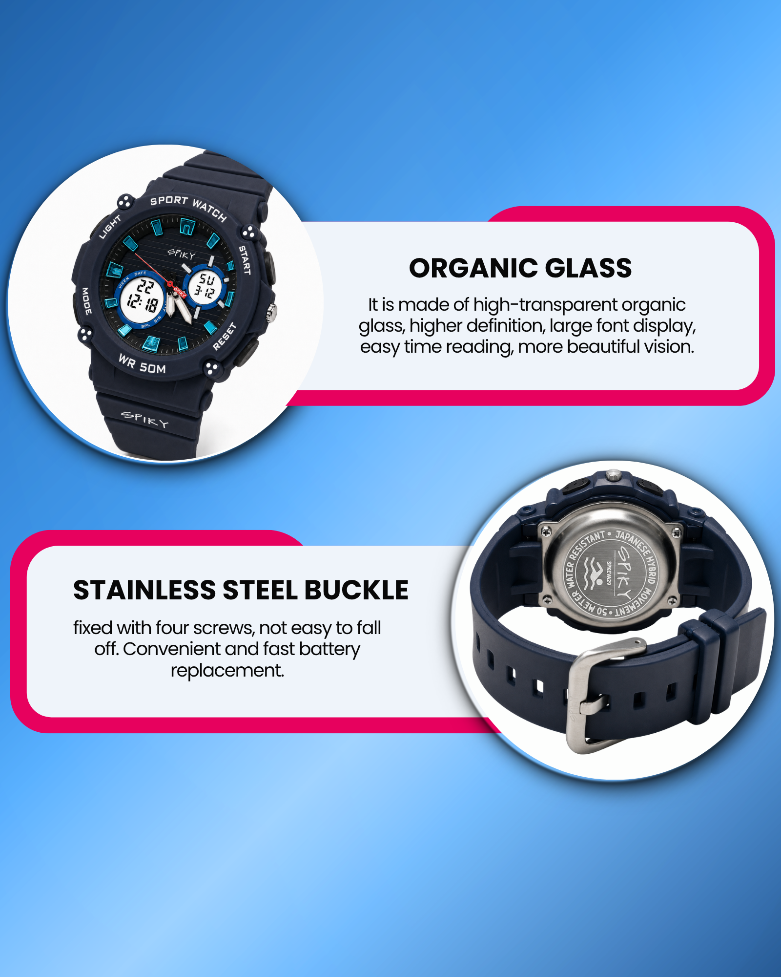 Spiky Analog-Digital Sports Watch for Kids Boys