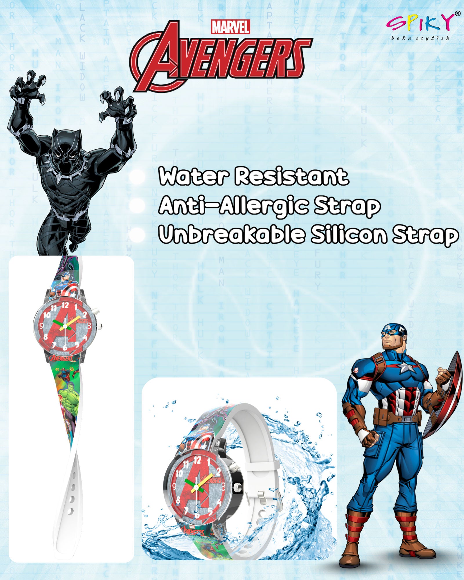 Disney Avengers Analog Kids Watch for Boys and Girls with LED Glowing Light