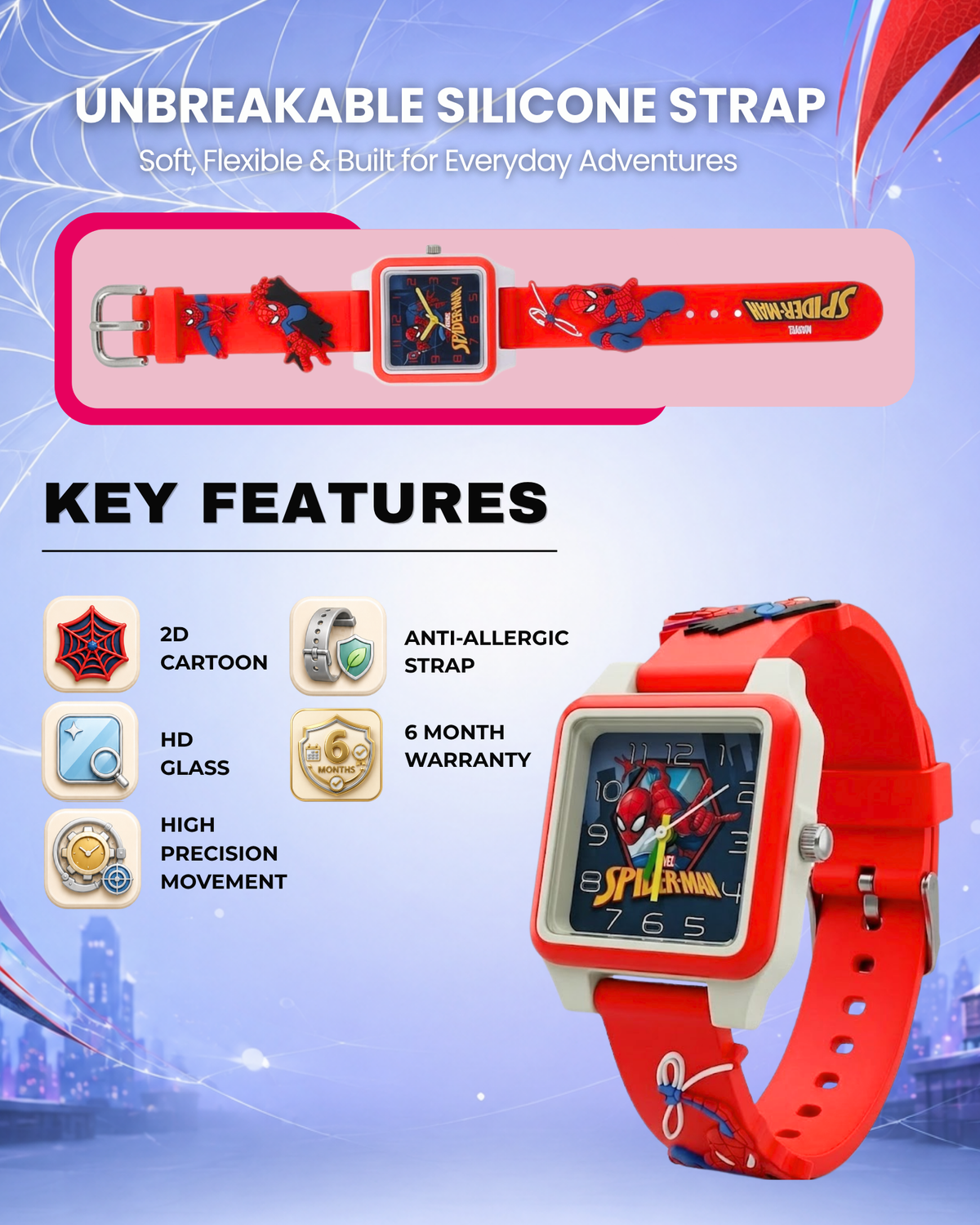 Disney Square Digital Watch for Kids Boys and Girls | Best Gift for Kids