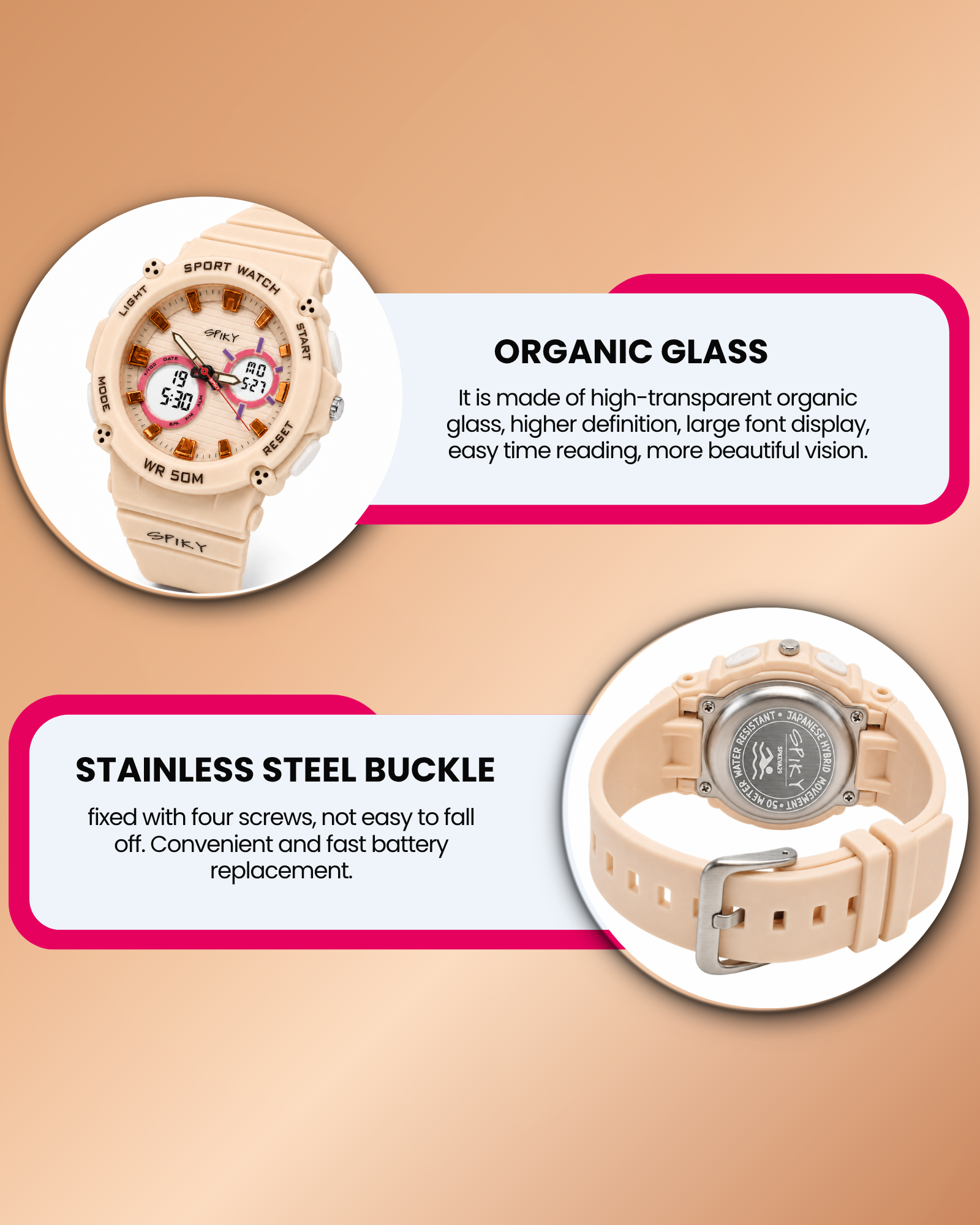 Spiky Analog-Digital Sports Watch for Kids Girls