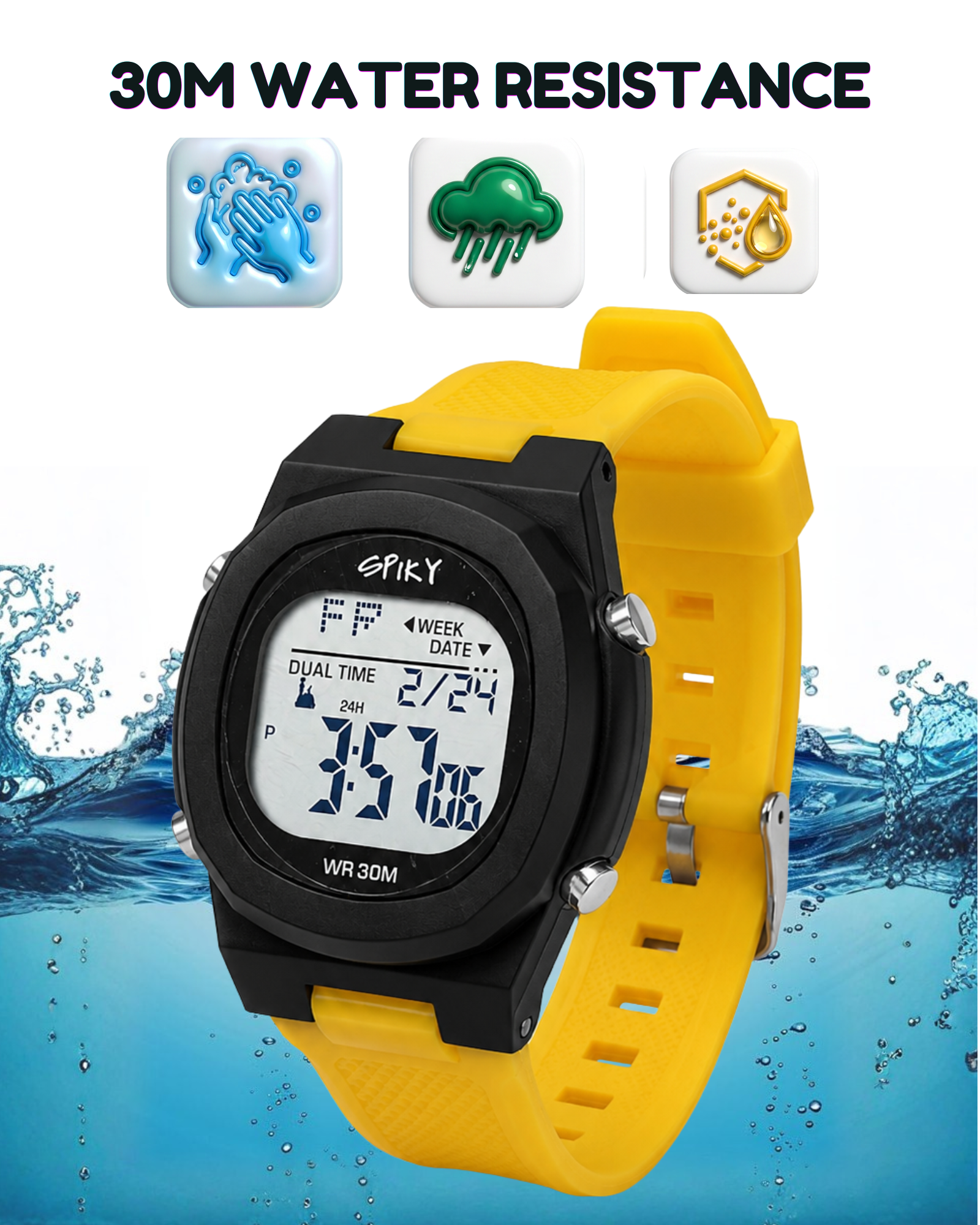 Spiky EVA65 Round Digital Sports Watch for Kids