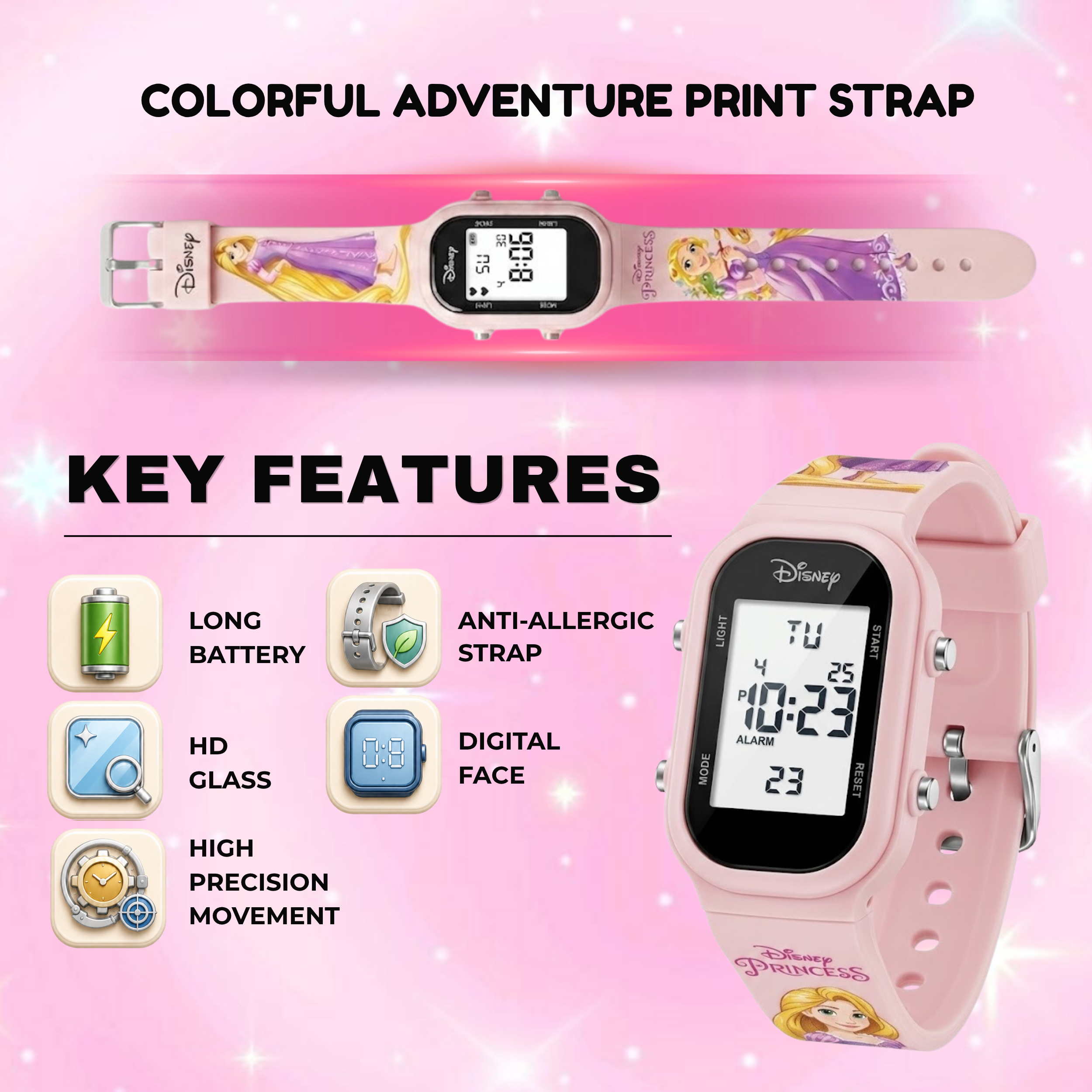 Spiky Princess theme Digital Kids Watch