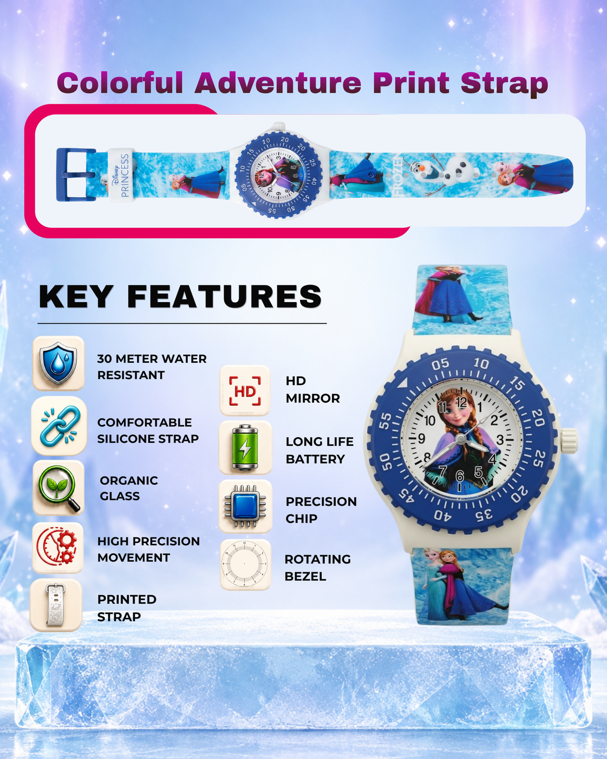 Spiky Round Frozen Themed Analog Watch