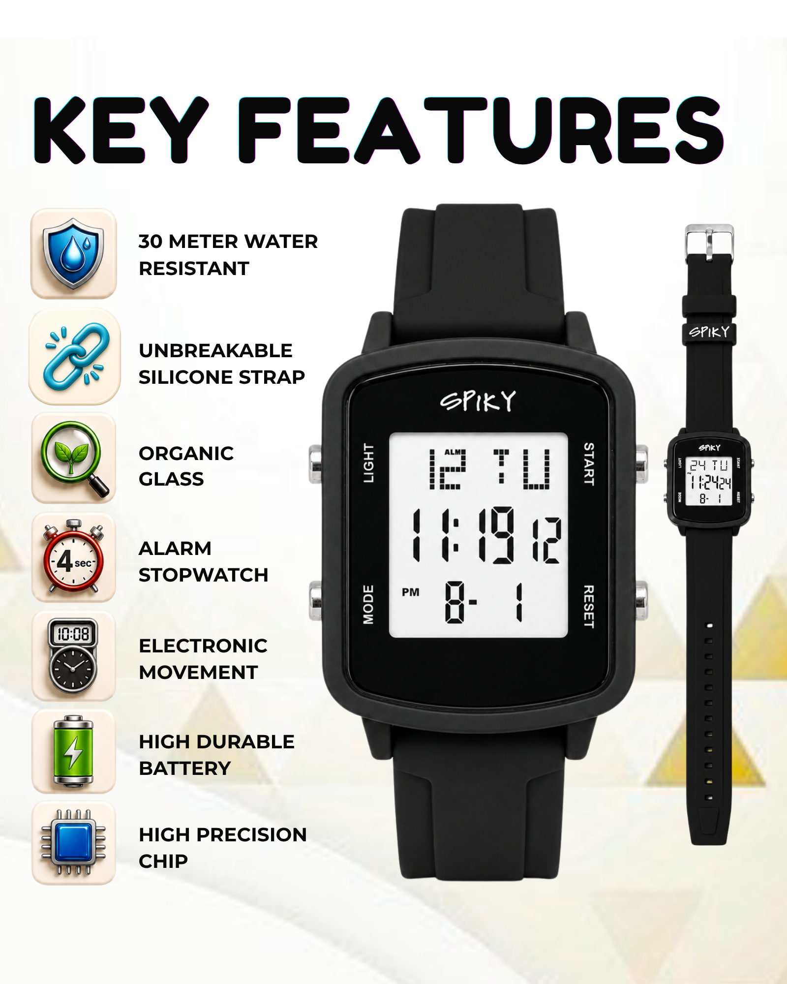 SPIKY Square Digital Watch for Kids Boys & Girls