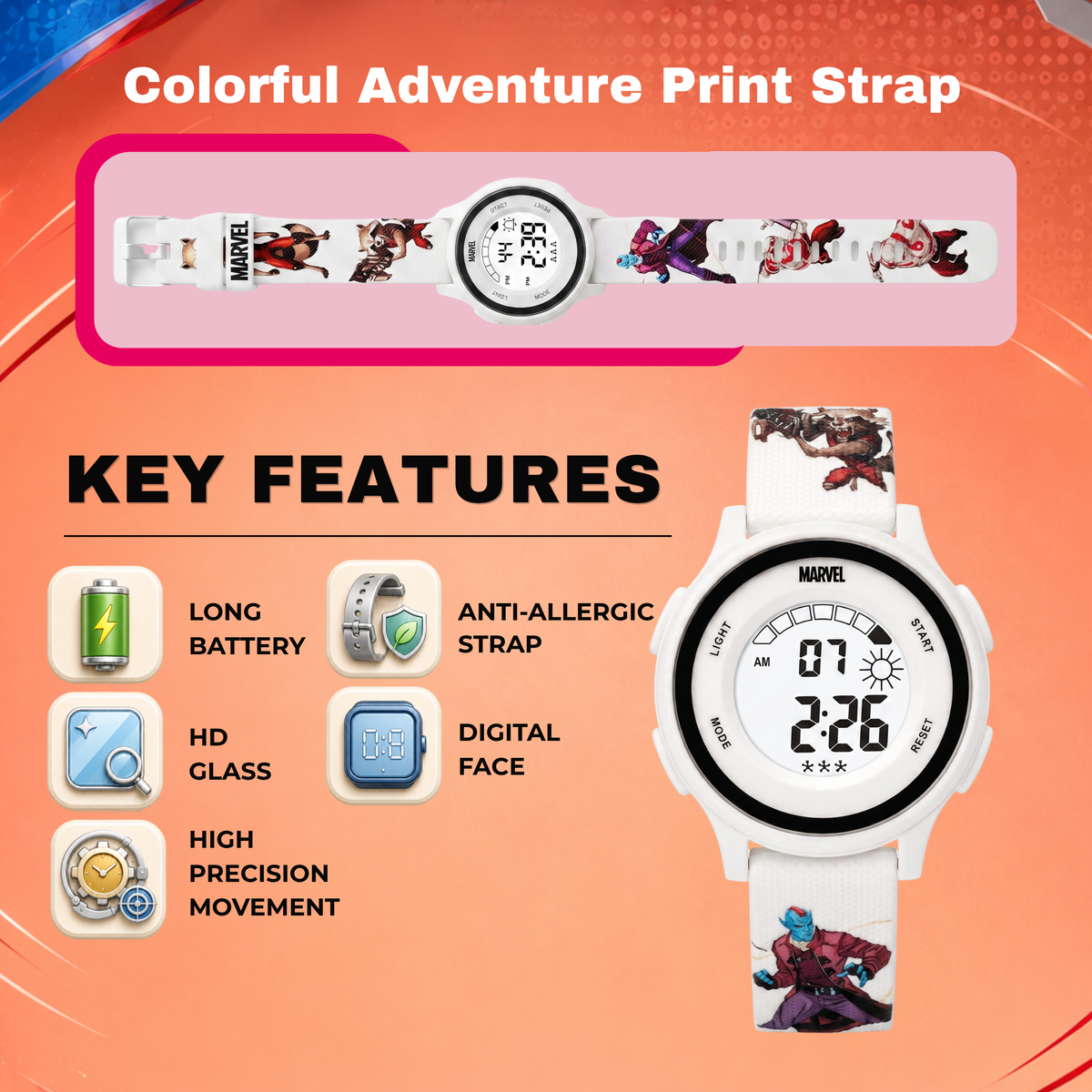 Spiky Galaxy of Guardians theme Digital Kids Watch