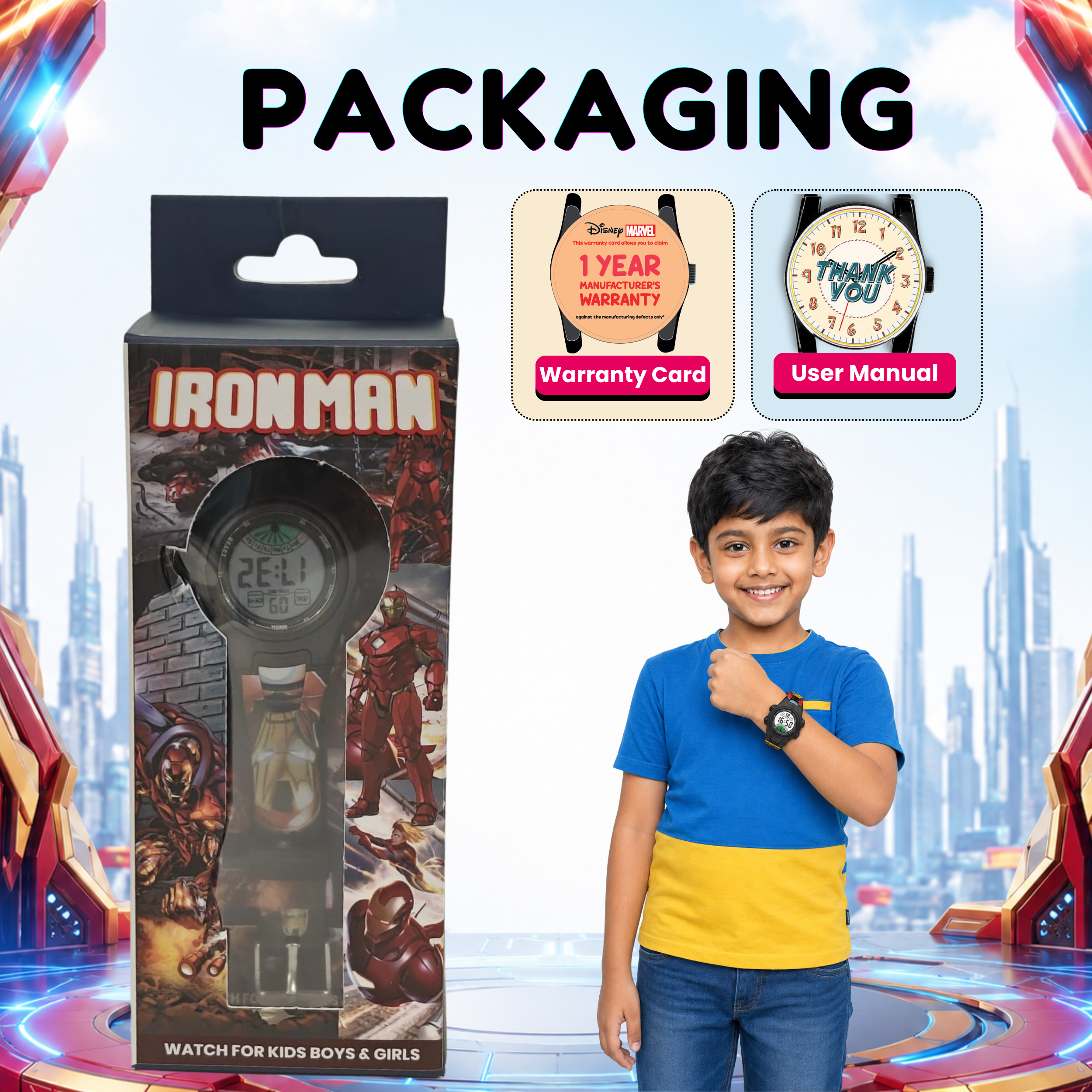 Spiky Iron Man theme Digital Kids Watch