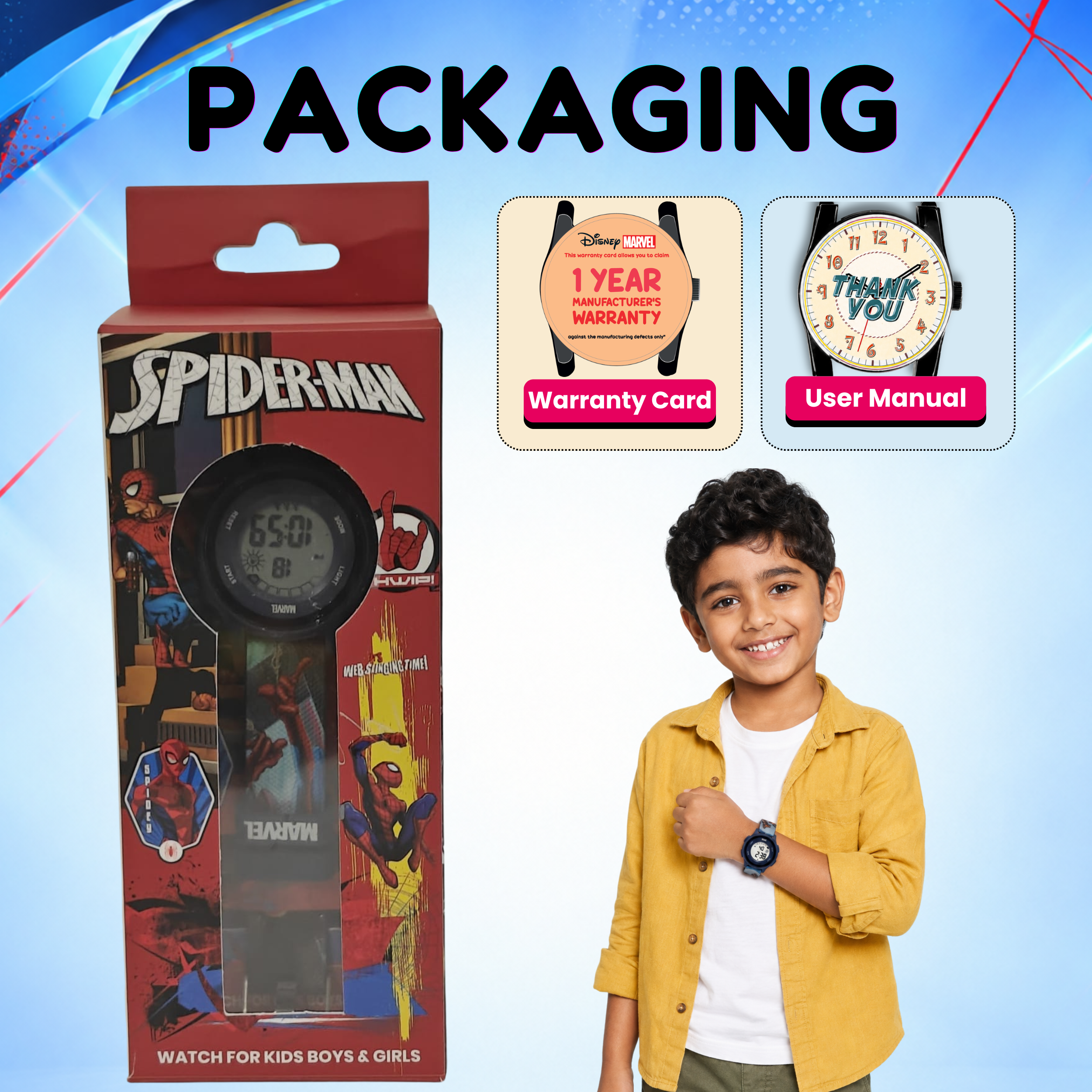 Spiky SpiderMan theme Digital Kids Watch