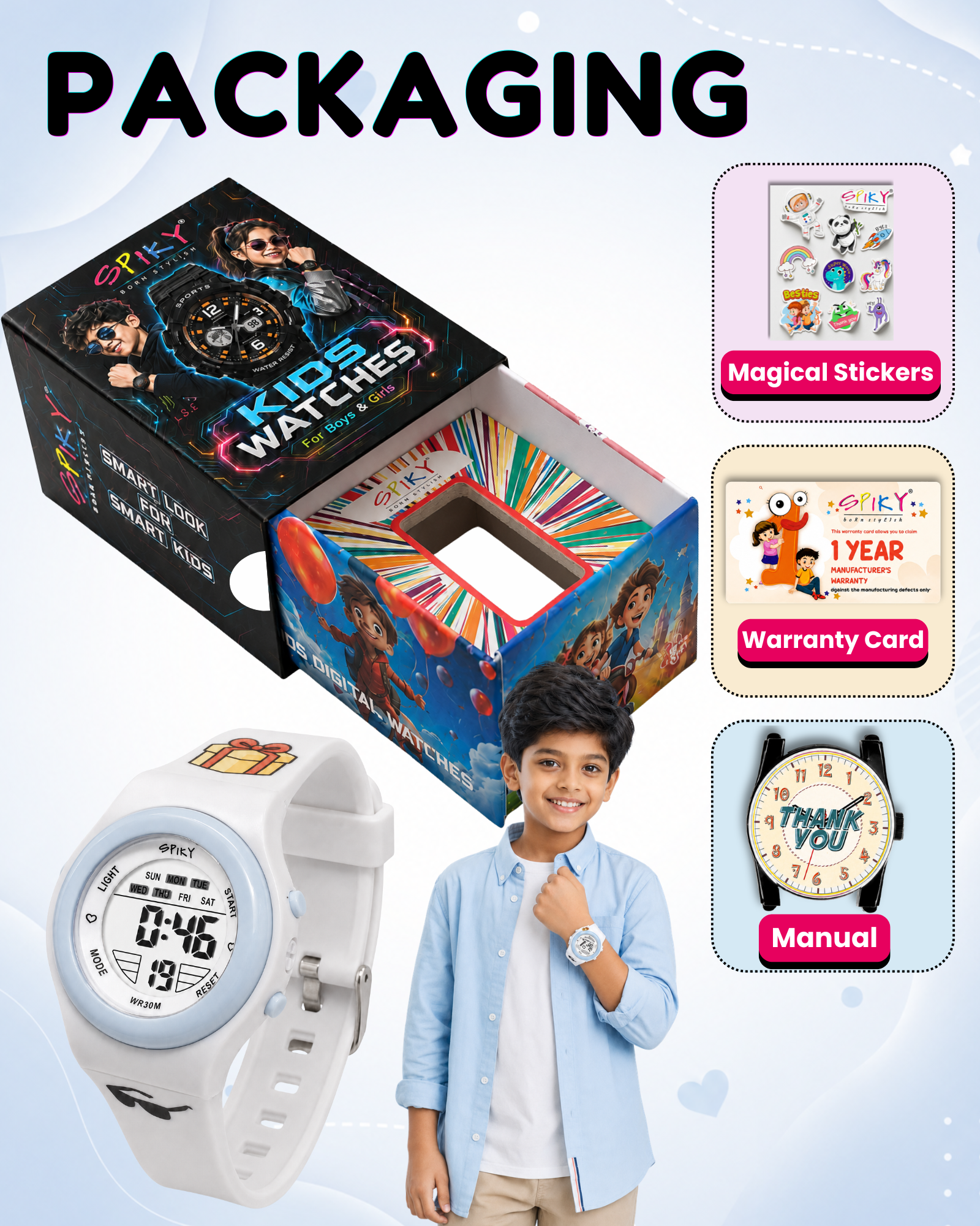 Spiky Round Digital Sports Watch for Kids